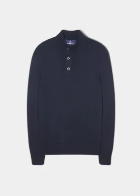 Kunwick Merino Mock Neck Jumper in Dark Navy