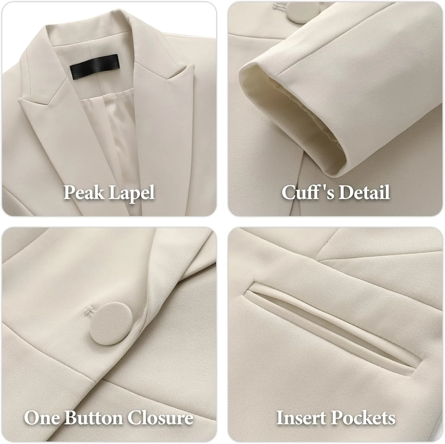 Lamgool Women's Suits 2 Piece Blazer Pants Set Peak Lapel One Button Business Outfits for Work Professional