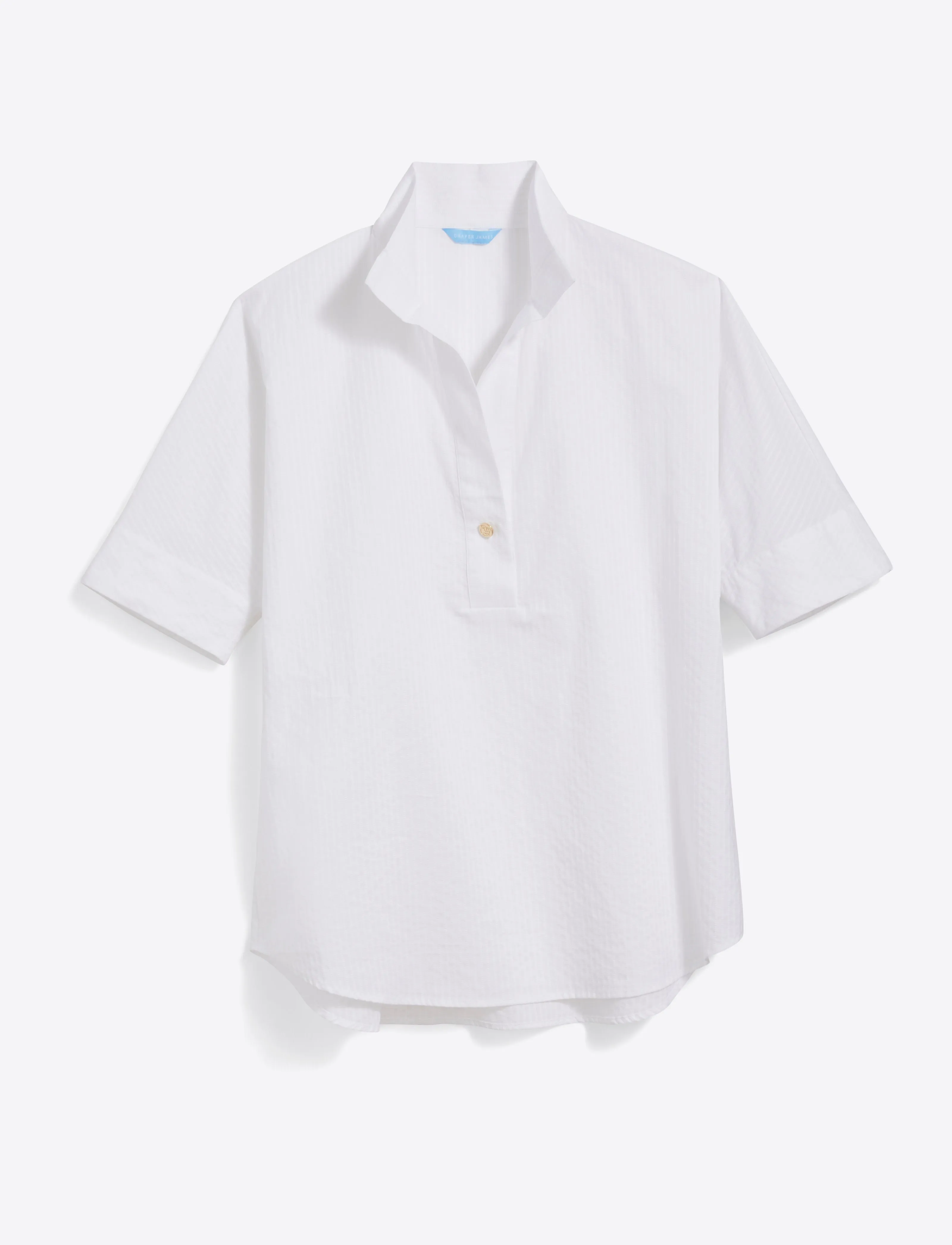 Logan Top in White Shirting Stripe