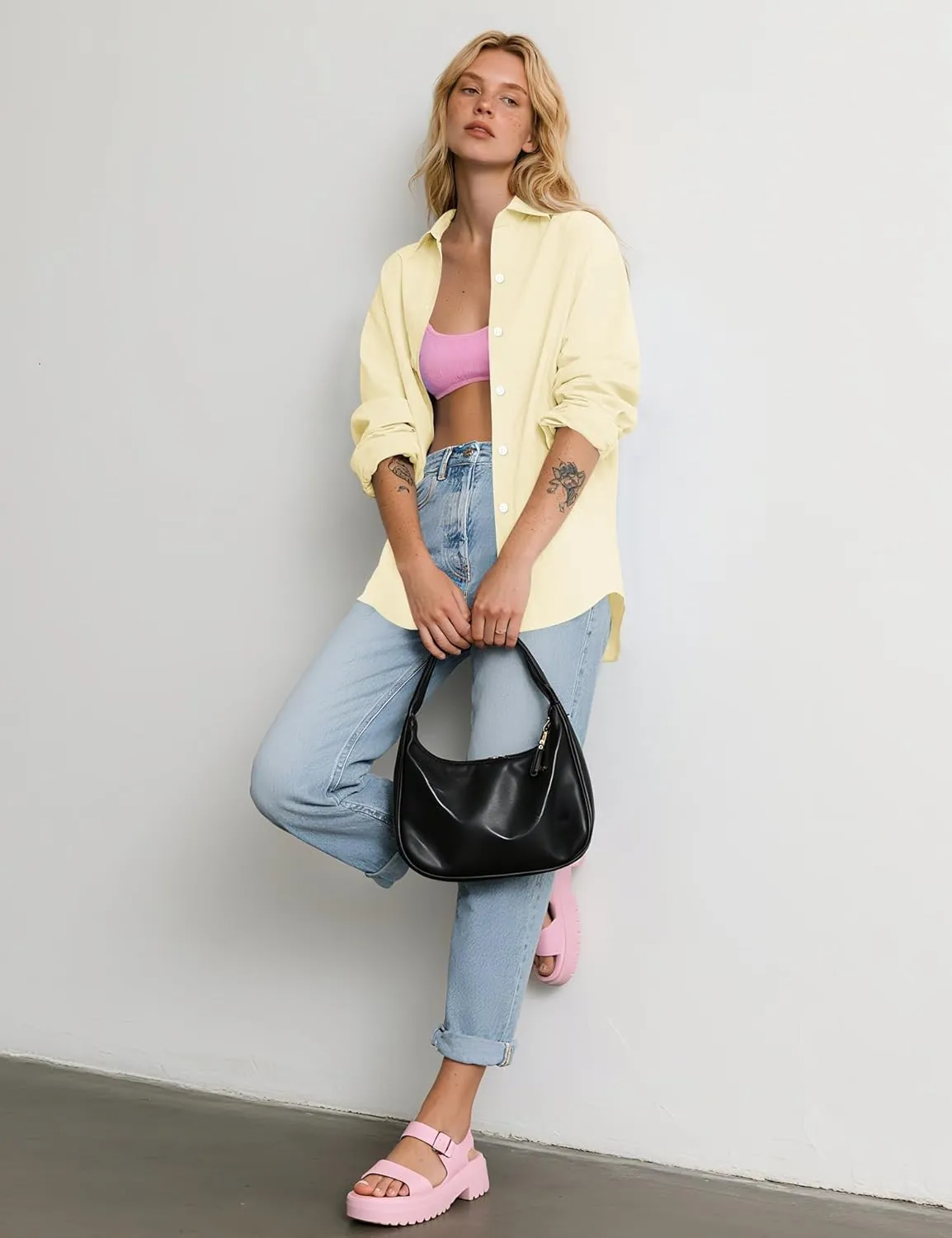 LOMON Button Down Shirt for Women Spring Summer Tops Long Sleeve Business Dressy Casual Blouses Collared Work Outfits Clothes