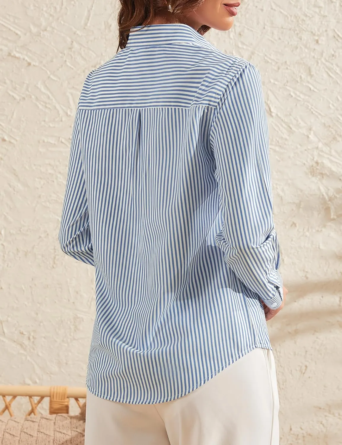 LOMON Button Down Shirt for Women Spring Summer Tops Long Sleeve Business Dressy Casual Blouses Collared Work Outfits Clothes