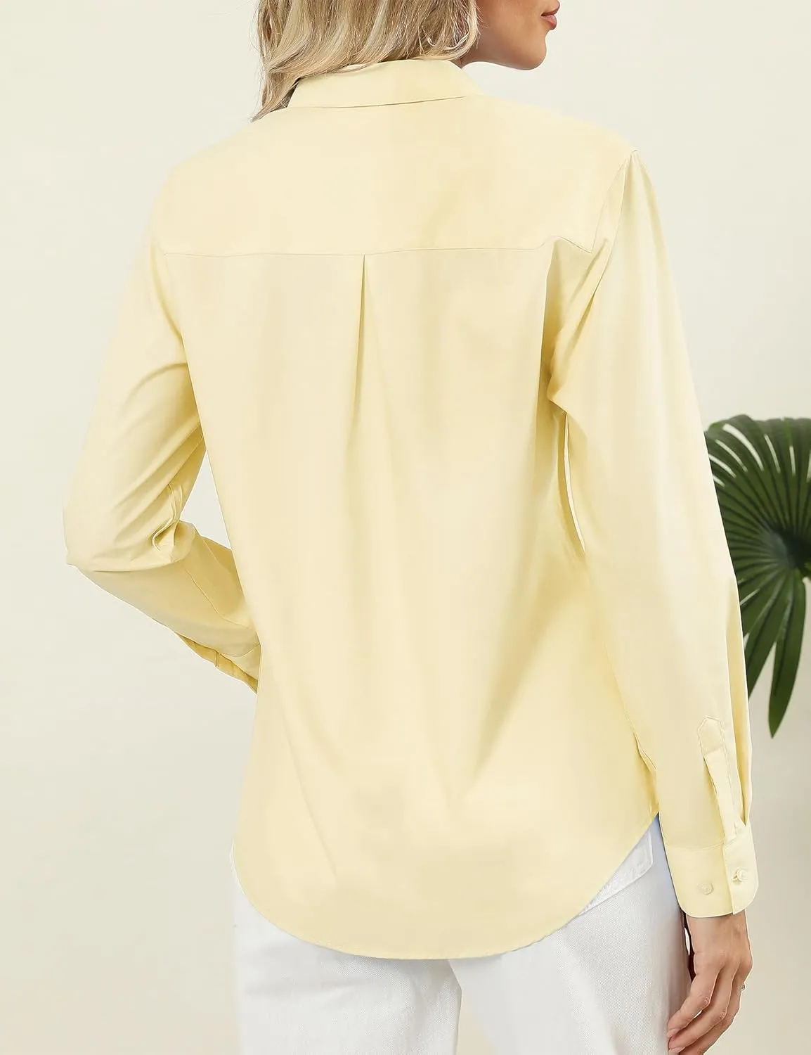 LOMON Button Down Shirt for Women Spring Summer Tops Long Sleeve Business Dressy Casual Blouses Collared Work Outfits Clothes