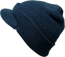 M MCGUIRE GEAR Genuine G.I. Winter Beanie Cap with Visor, 100% Wool Fitted Cap, Made in USA