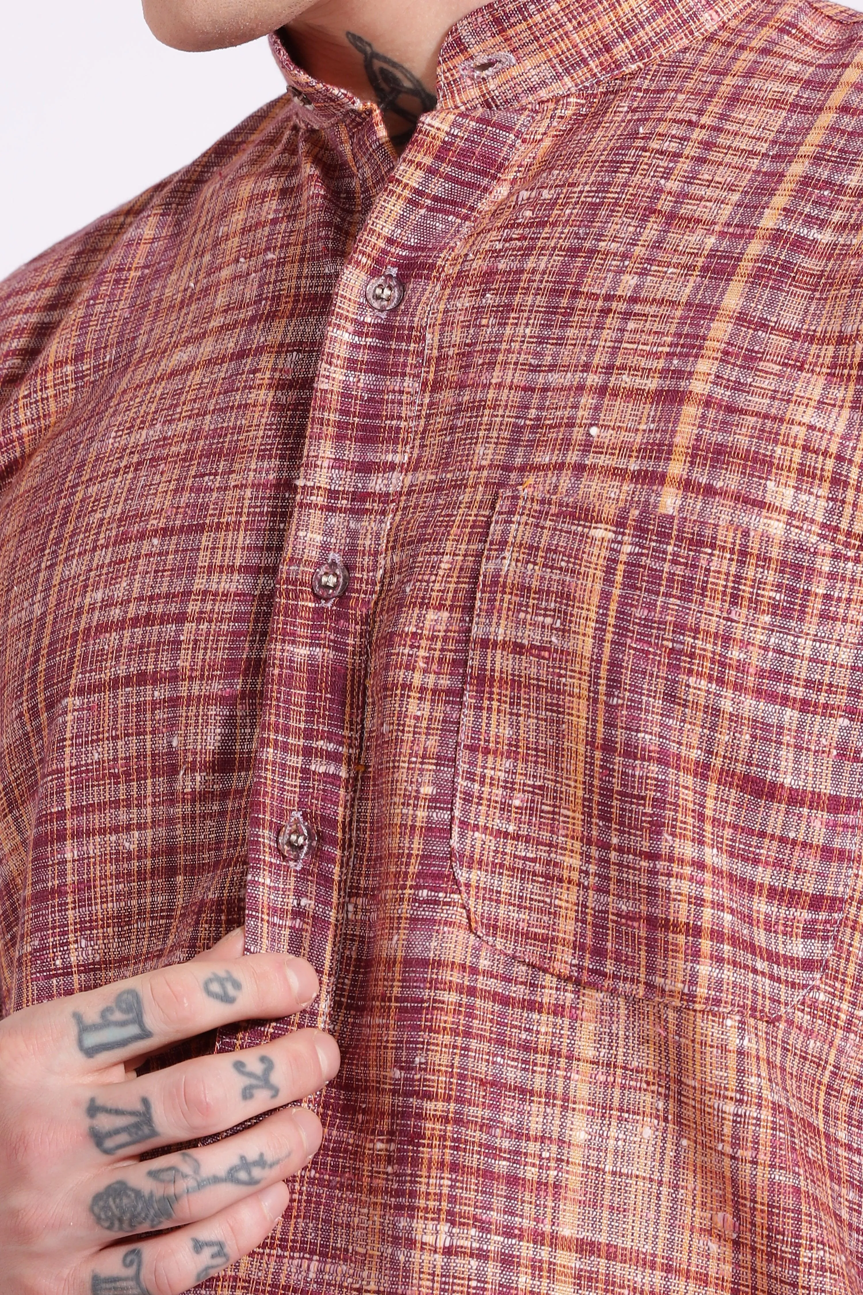 Maroon Color Khadi Cotton Kurta