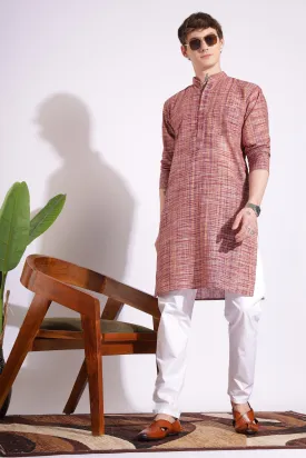 Maroon Color Khadi Cotton Kurta