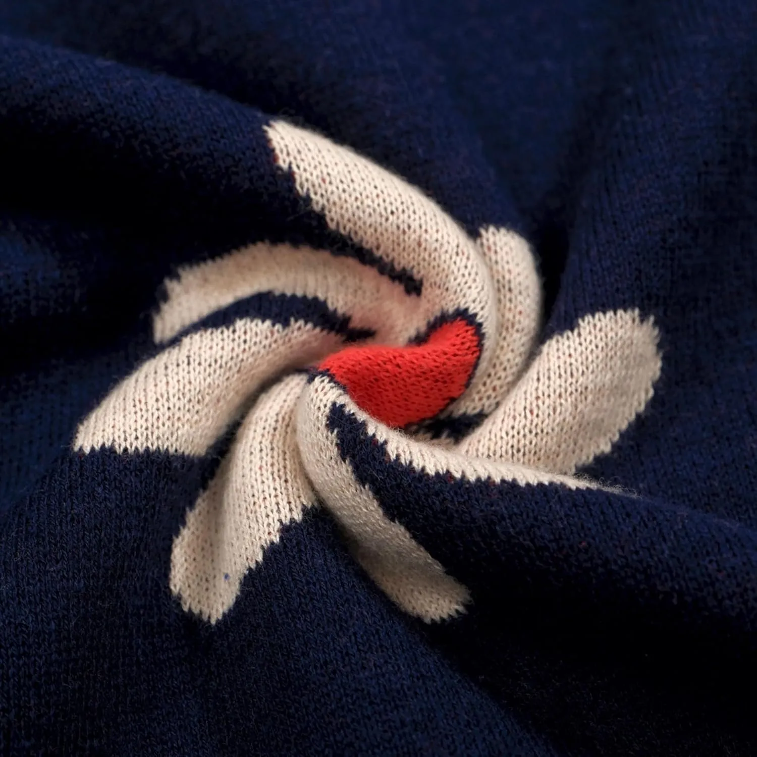 OXKNIT Men's Polo Shirts Retro Knitted V Neck Short Sleeve Navy Summer Shirt with Flower Design