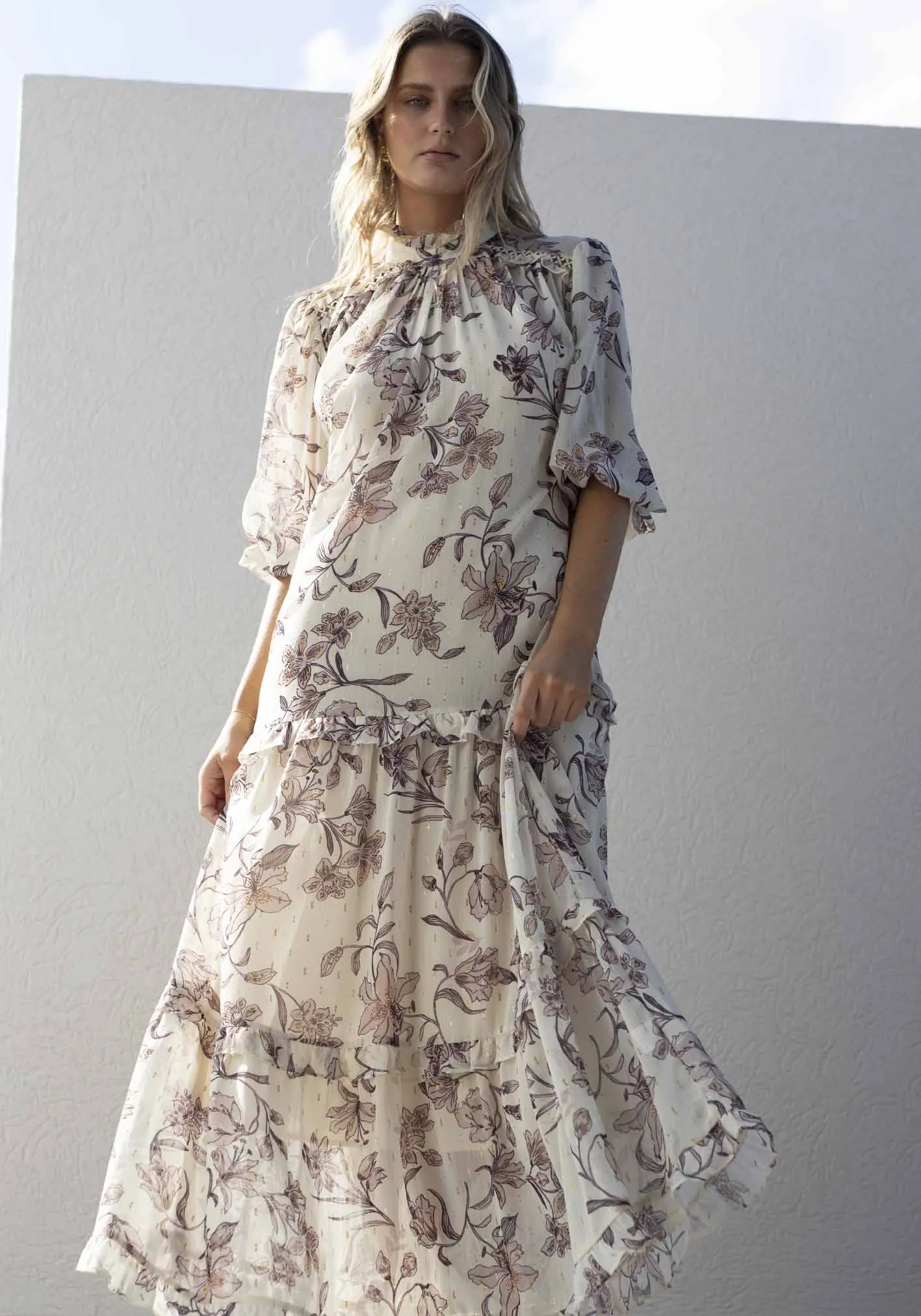 Plaza Floral Maxi Dress with Sleeve