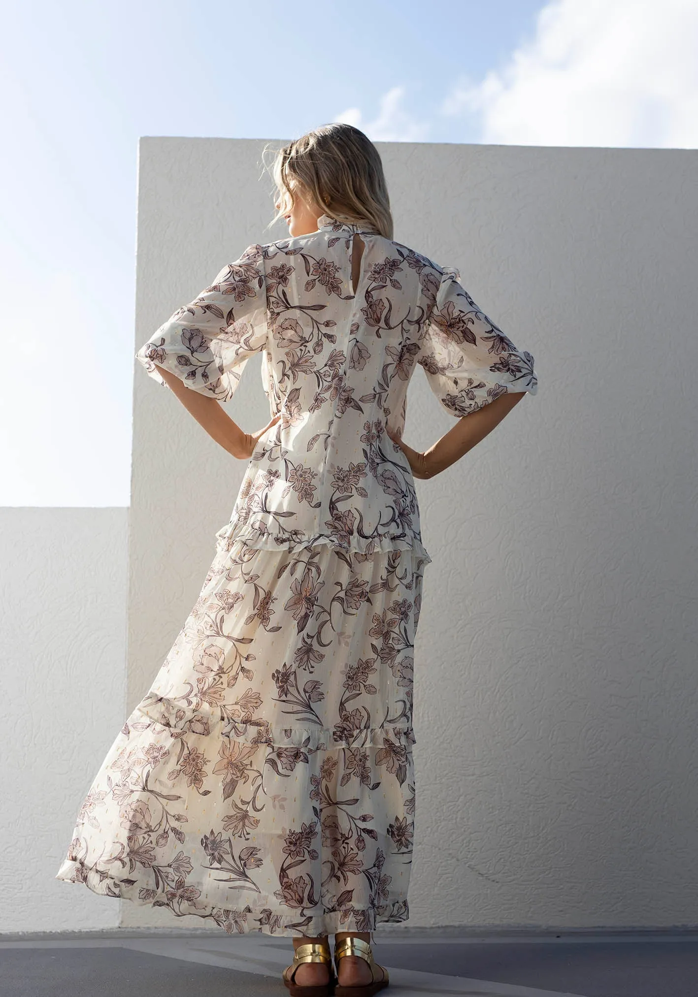 Plaza Floral Maxi Dress with Sleeve