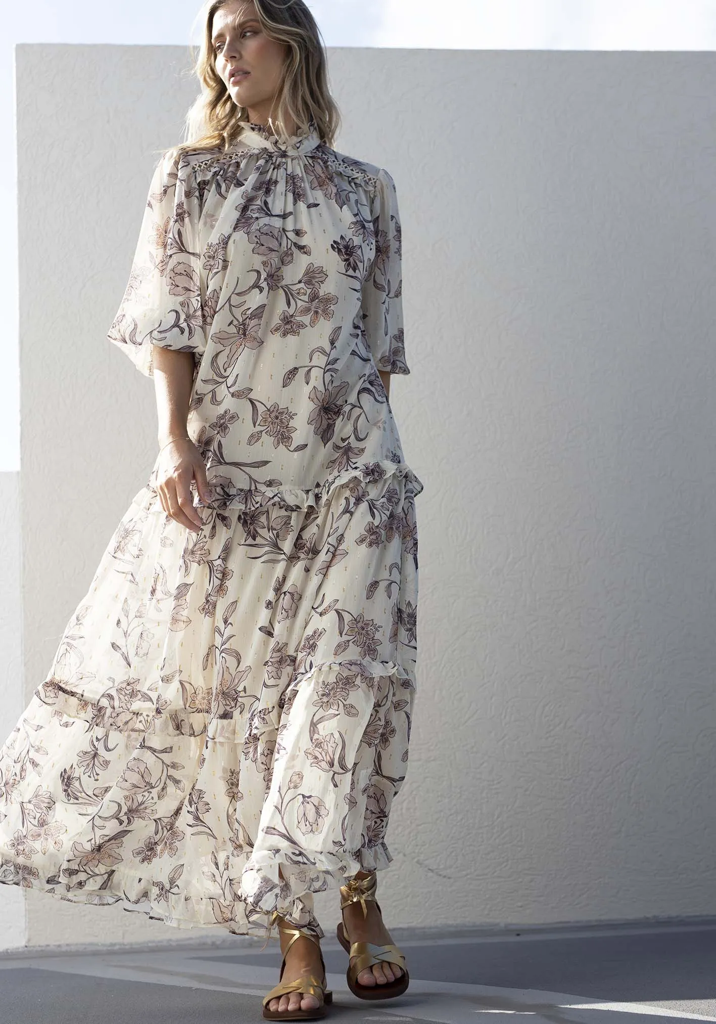 Plaza Floral Maxi Dress with Sleeve