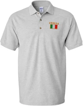 Polo Shirts for Men Italia Flag Embroidery Cotton Short Sleeves Golf Tees