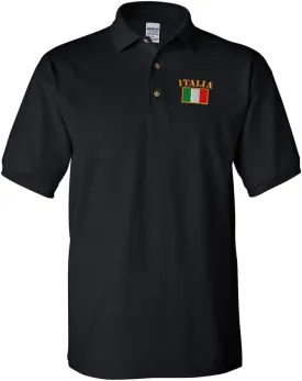 Polo Shirts for Men Italia Flag Embroidery Cotton Short Sleeves Golf Tees