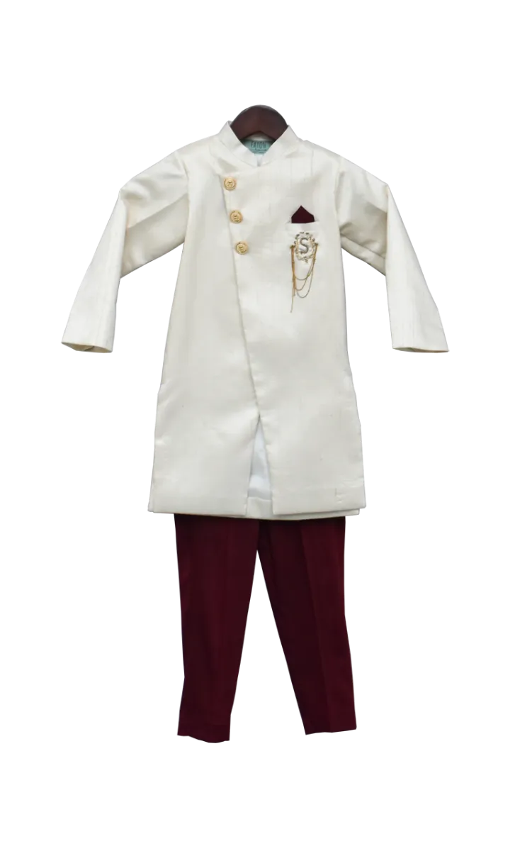Pre-Order-Off-White Ajkan with Maroon Pant