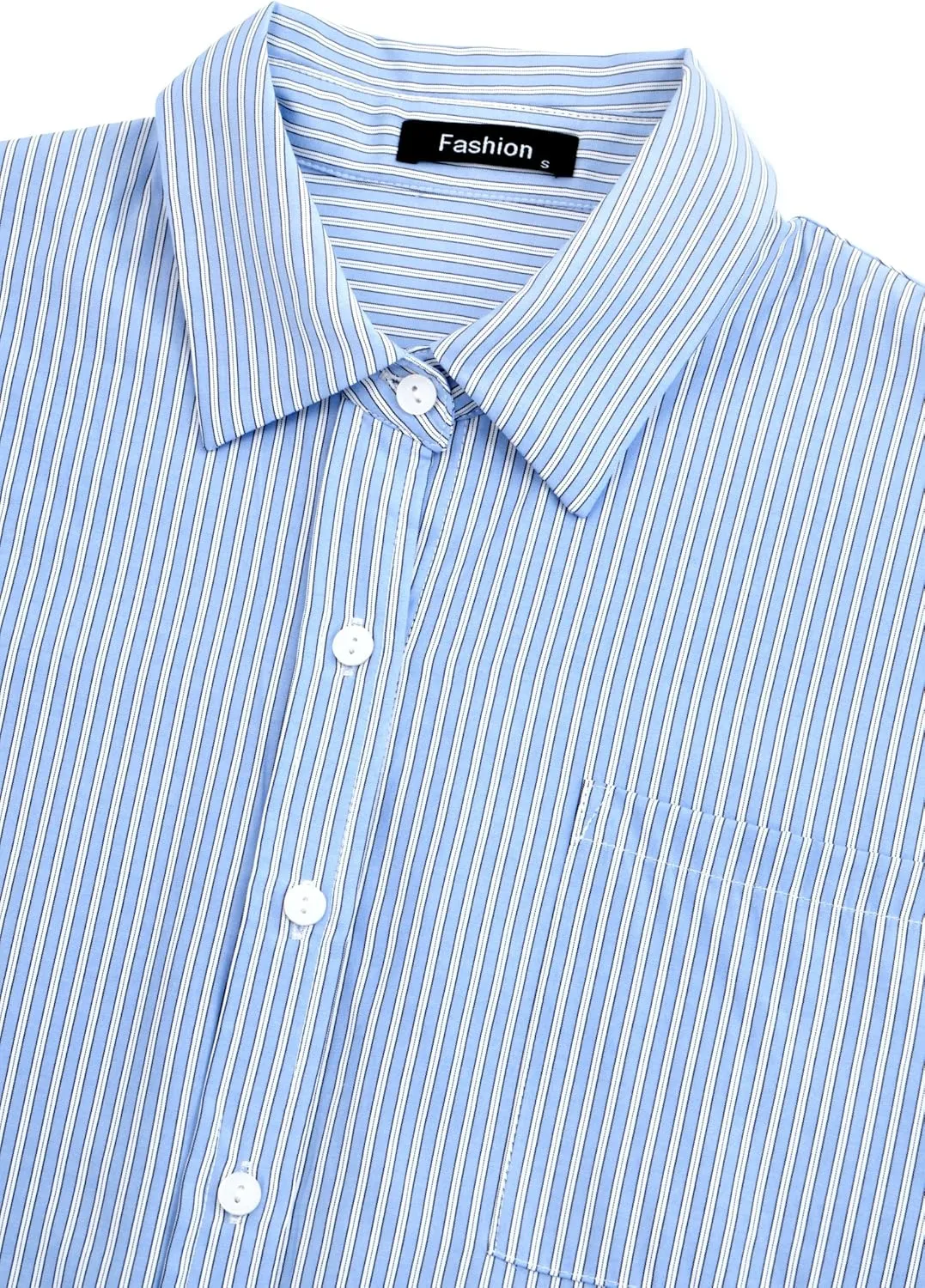 PRETTYGARDEN Striped Shirts Button Up Tops for Women 2025 Summer Short Sleeve V Neck Dressy Casual Blouse