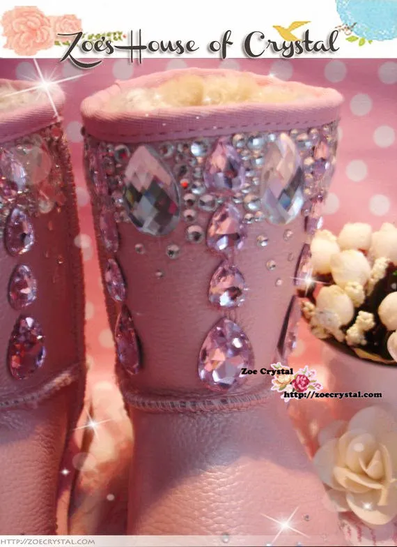 PROMOTION WINTER Sheepskin Fleech/Wool Boots with shinning and stylish CRYSTALS