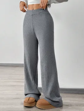 Ribbed Knit Gray Sweater Trousers FW24