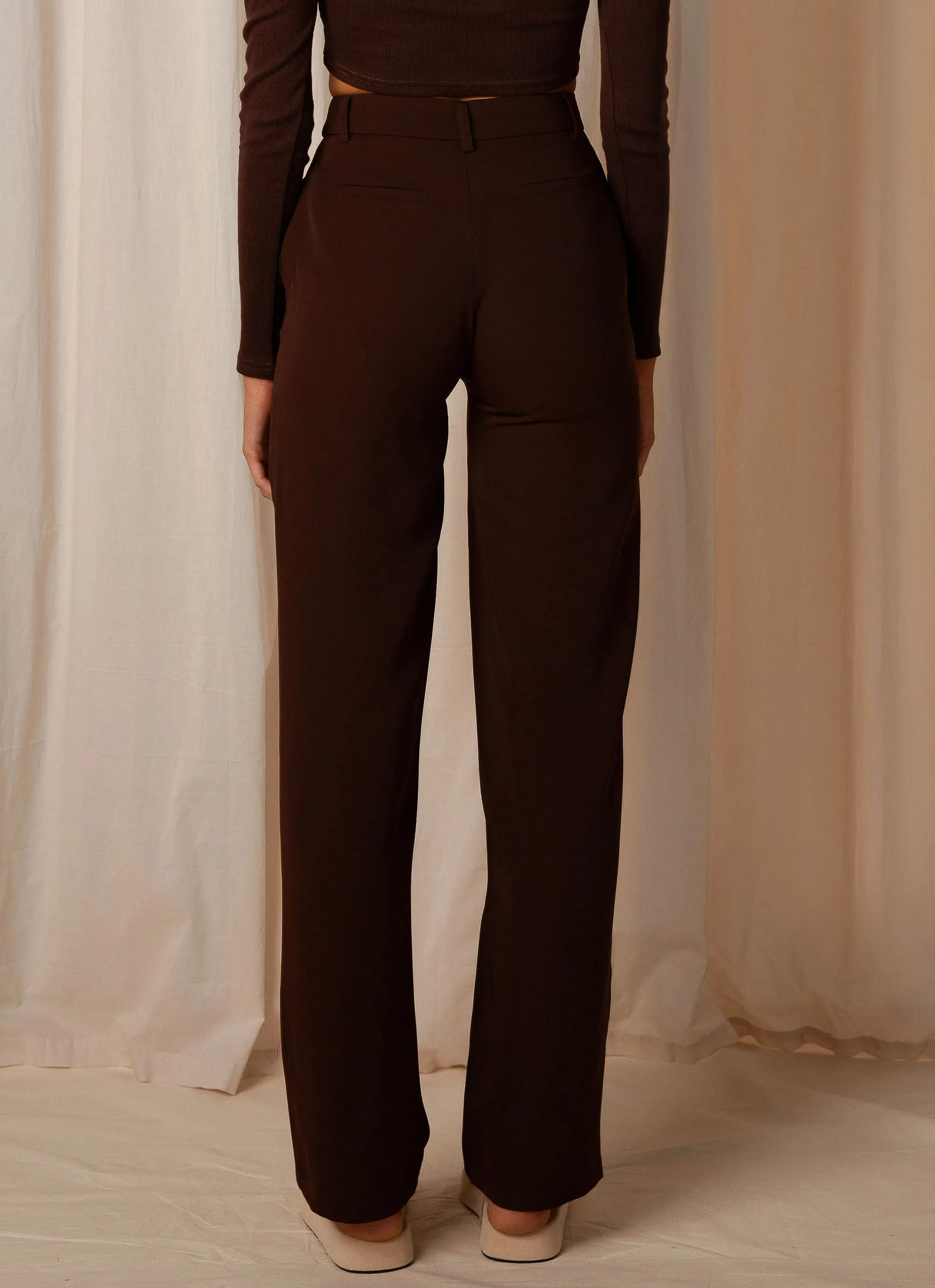 Set The Tone Suit Pants  - Chocolate