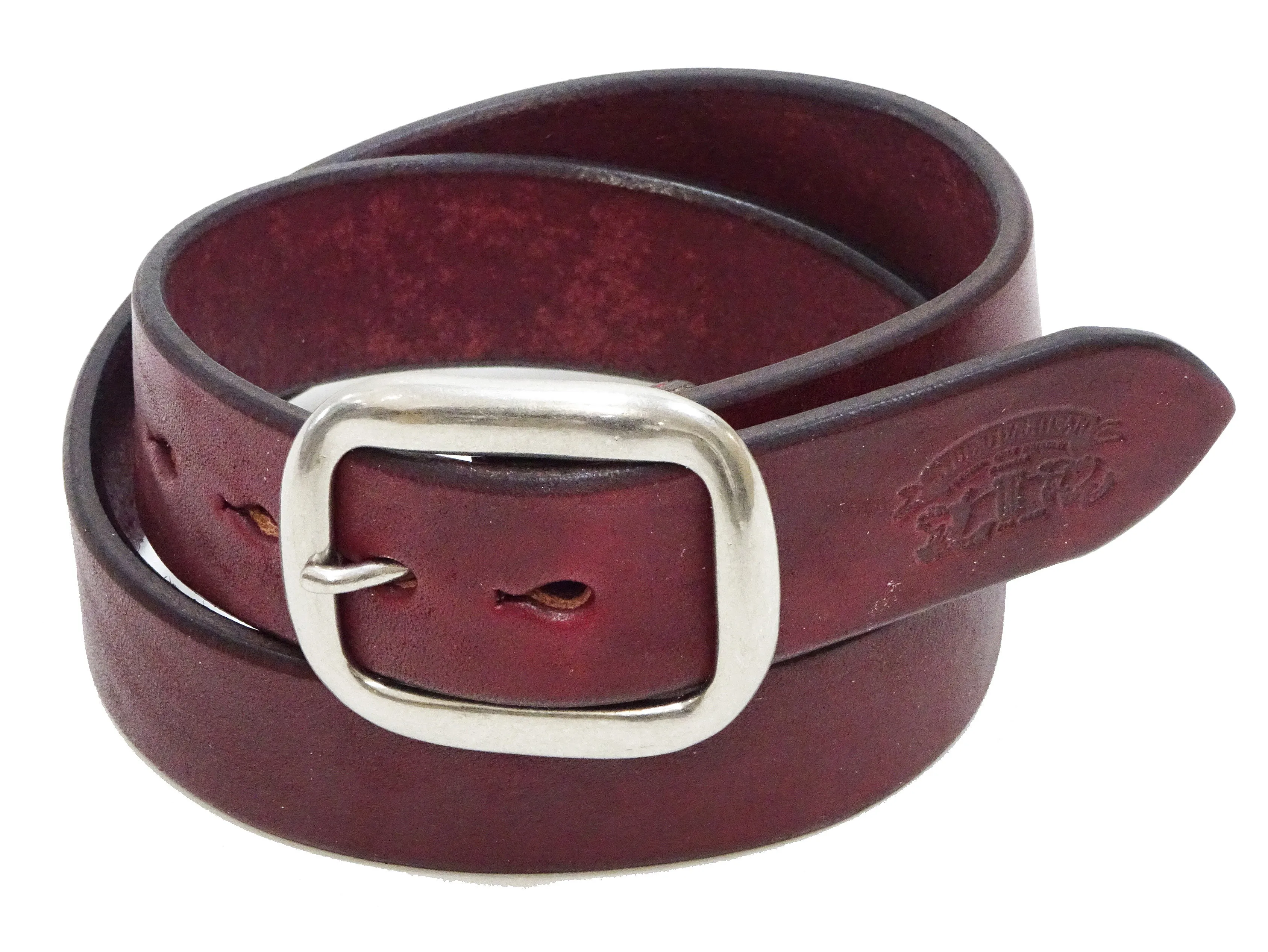 Studio D'artisan leather Belt Natural Plant Dyed Leather Belt Men's Ccasual 38mm Wide/4.2mm Thick Bend Leather with Oval Buckle SP-100A Brownish Earth-Colored Red