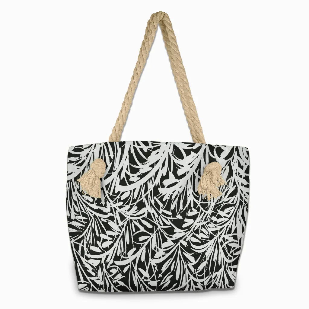 Stylish Printed Black Tote Bag for Beach Travel