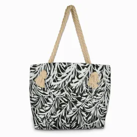 Stylish Printed Black Tote Bag for Beach Travel