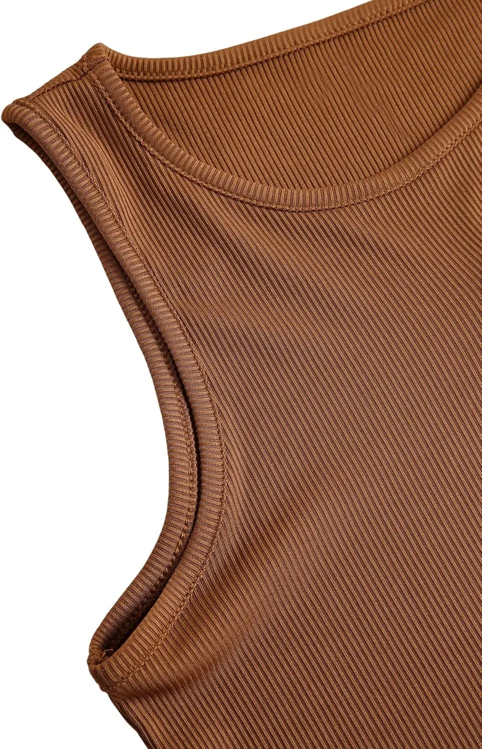 SweatyRocks Women's Sleeveless Asymmetrical Cut Out Top Round Neck Ribbed Knit Crop Tank Tops