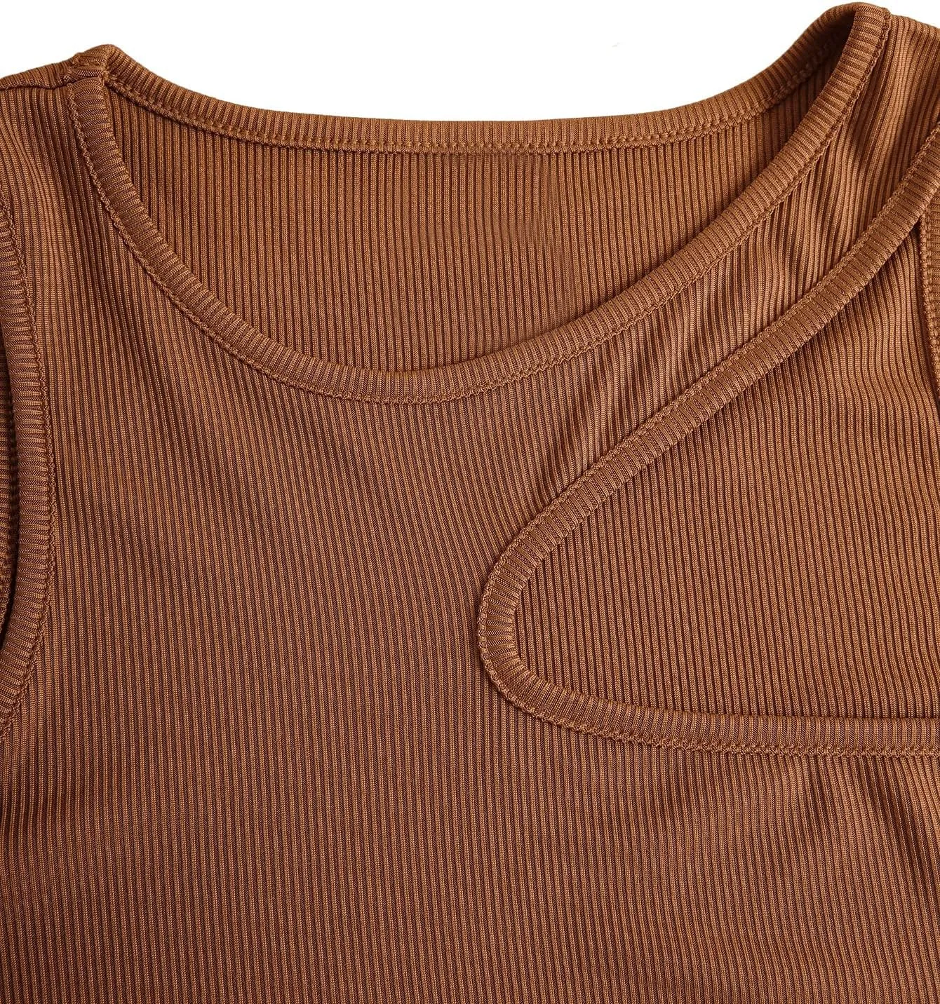 SweatyRocks Women's Sleeveless Asymmetrical Cut Out Top Round Neck Ribbed Knit Crop Tank Tops