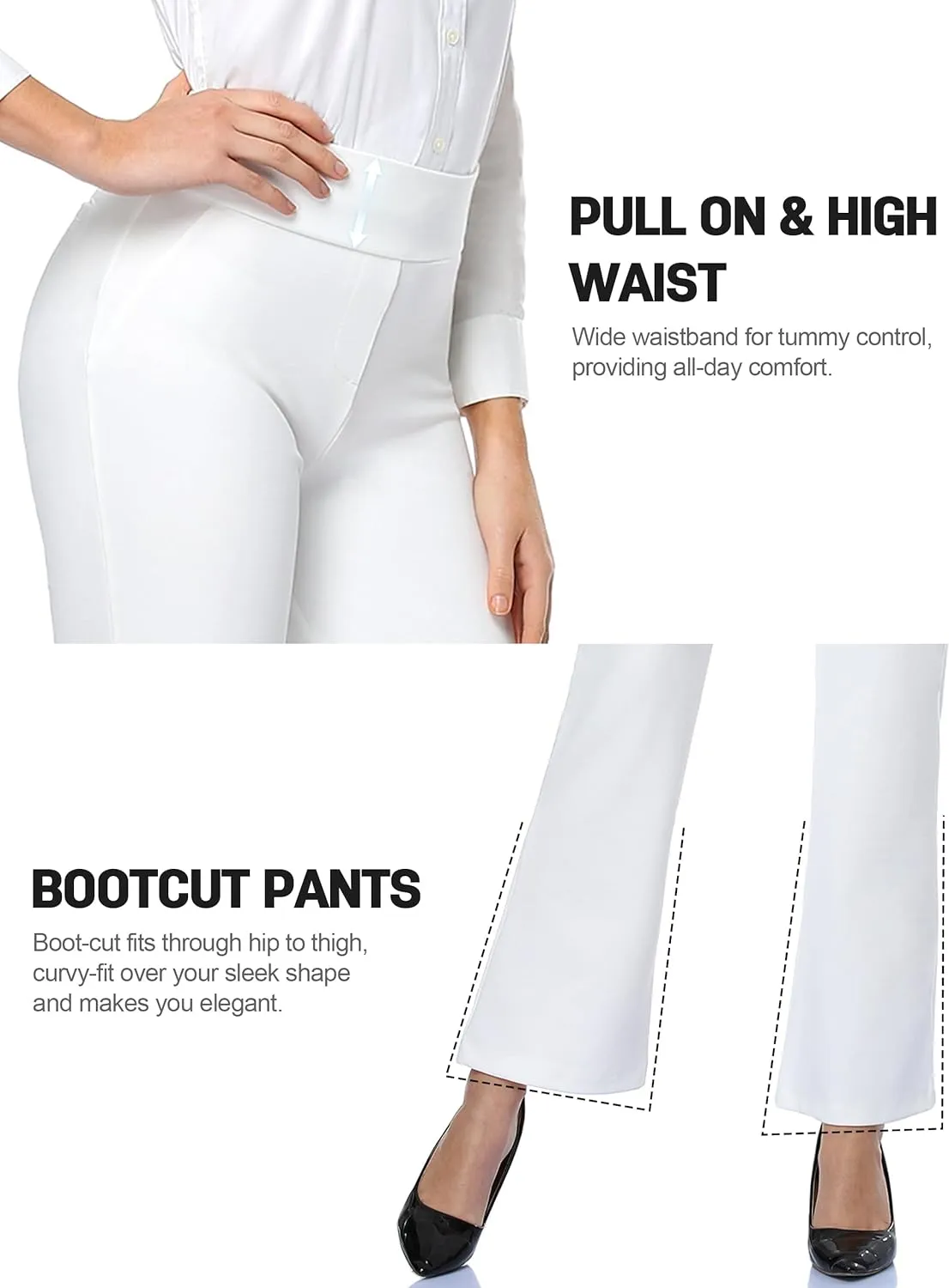 Tapata Women Dress Pants 28"/30"/32"/34" High Waist Stretchy Bootcut Pants Tall, Petite, Regular for Office Business Casual