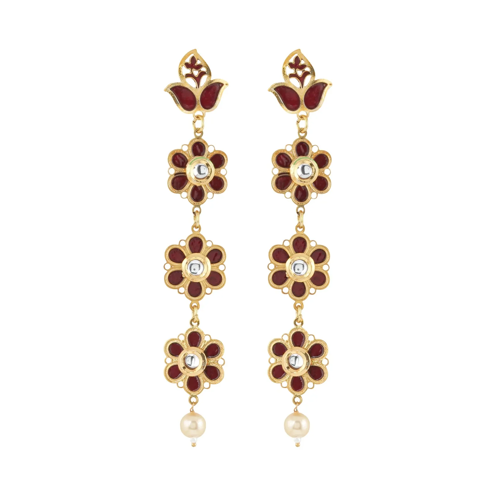 Teejh Daivey Maroon Gold Earring