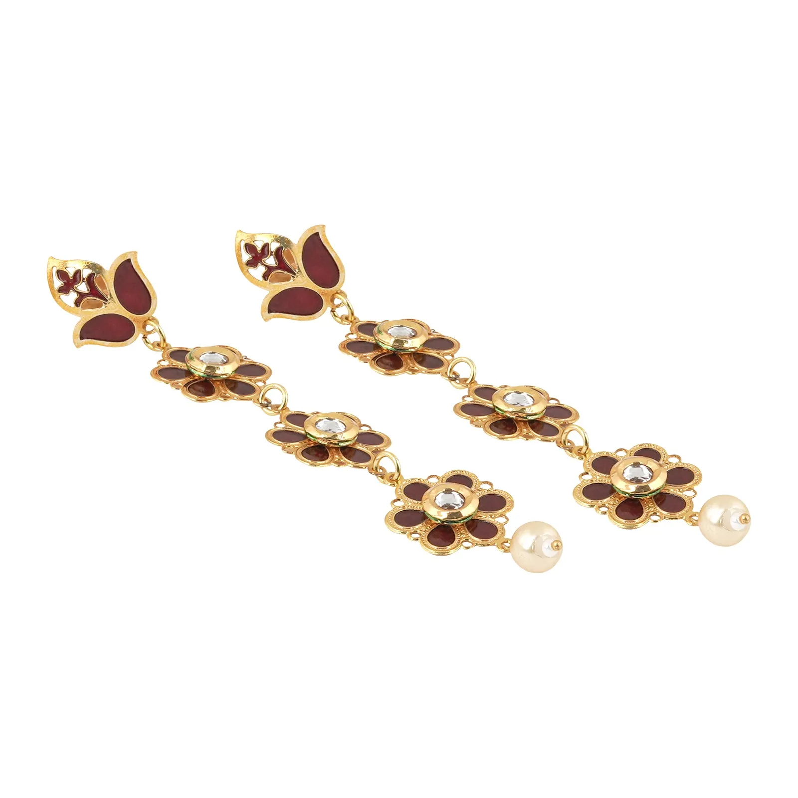 Teejh Daivey Maroon Gold Earring