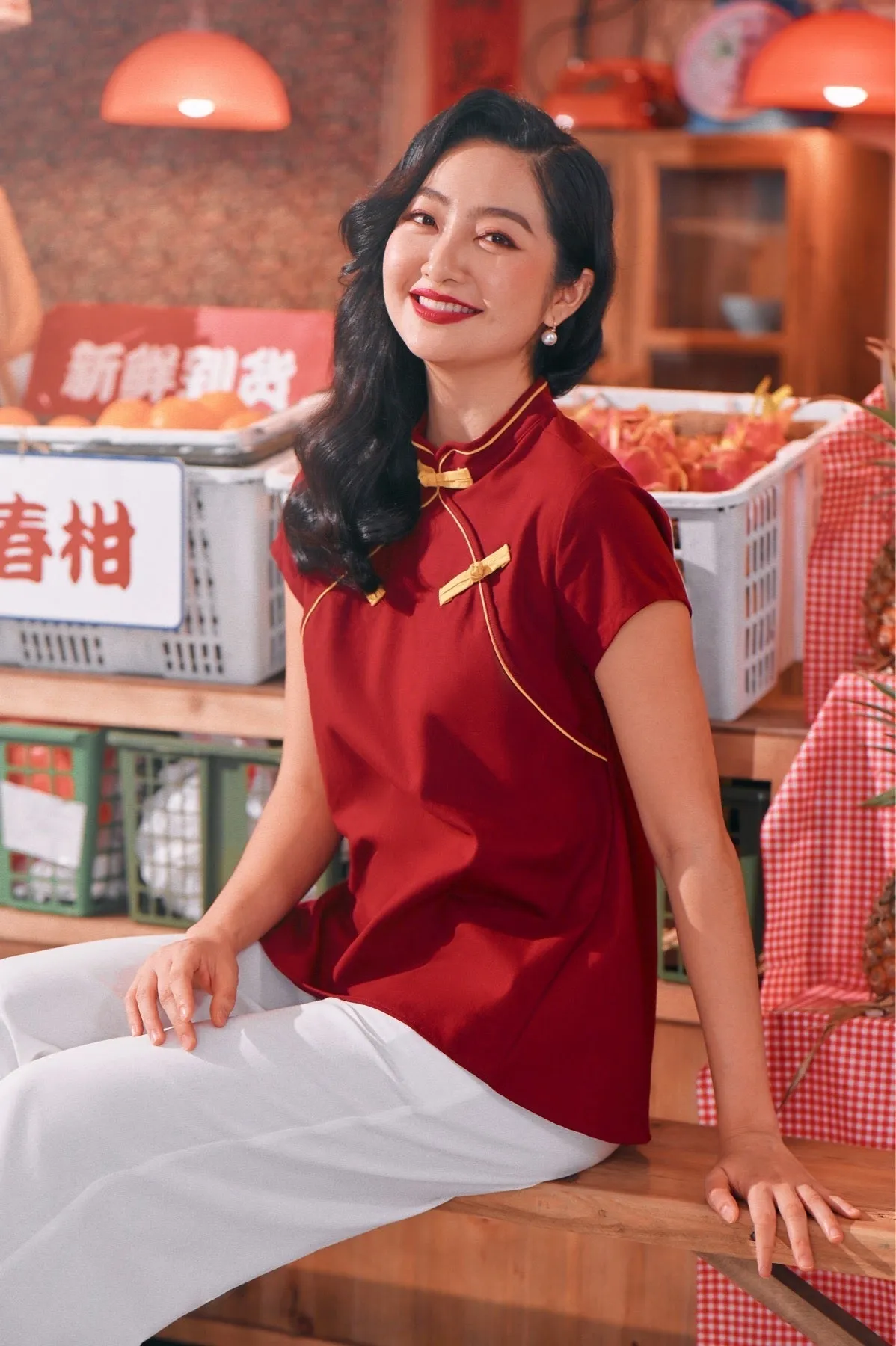 The Chinatown Women Cheongsam Top - Maroon