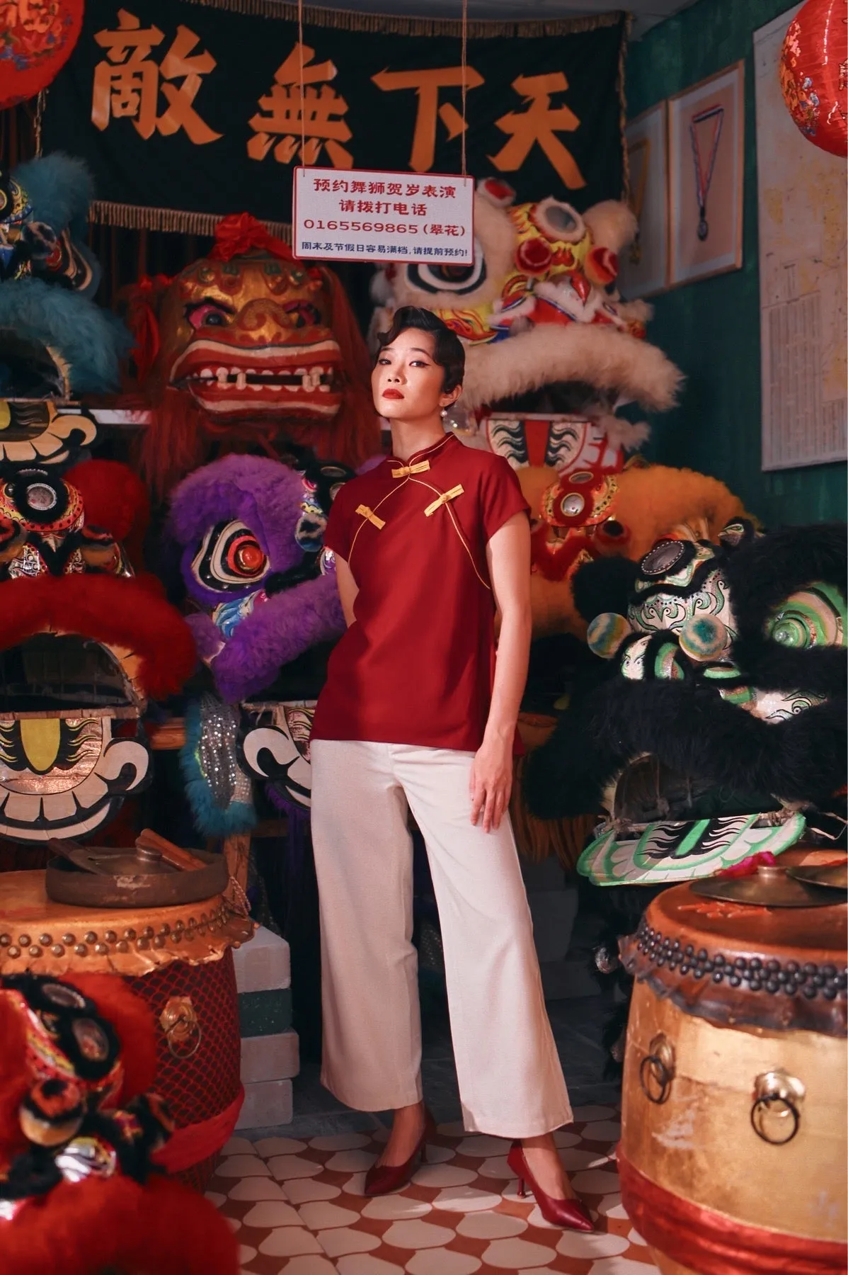 The Chinatown Women Cheongsam Top - Maroon