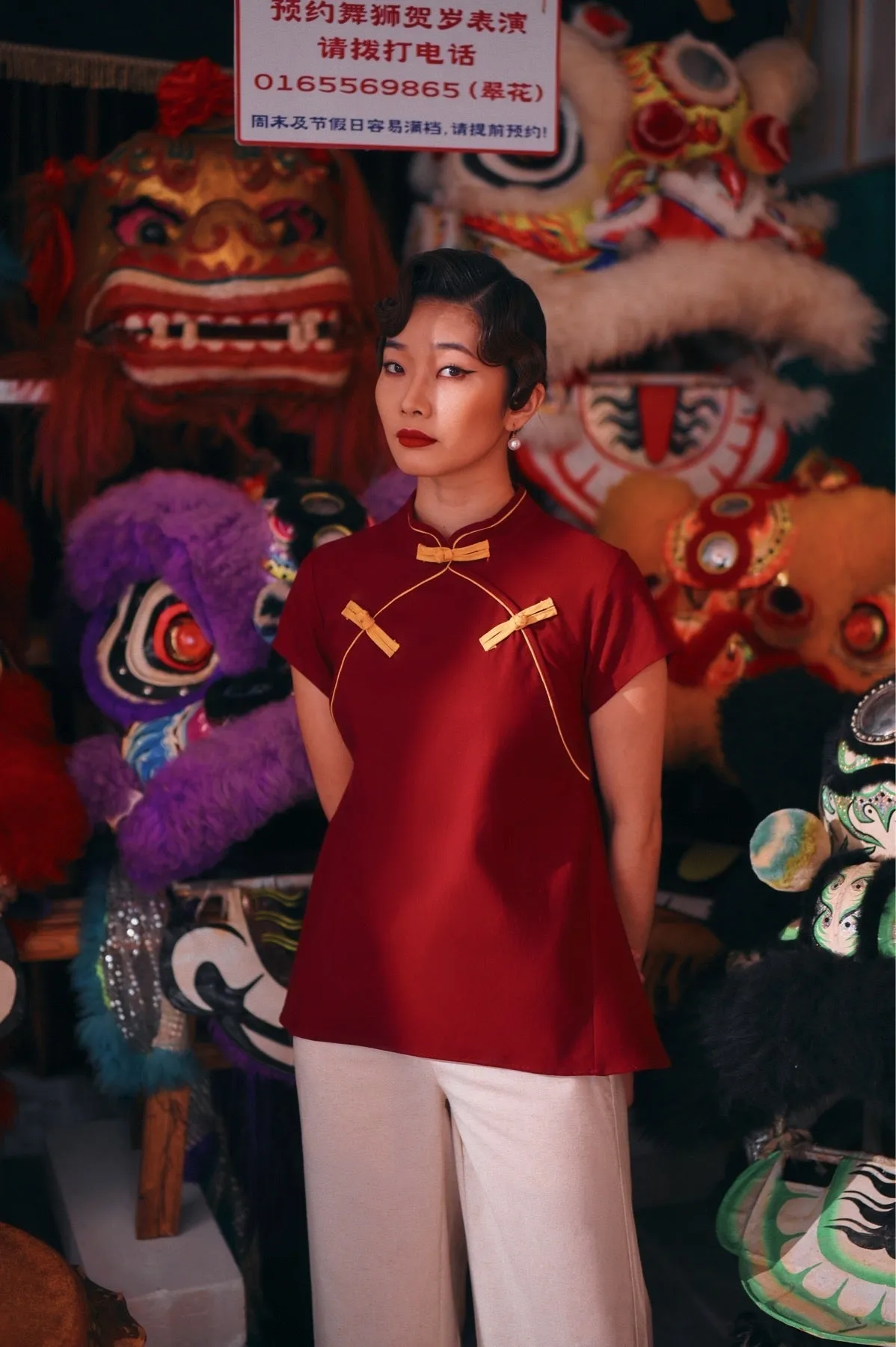 The Chinatown Women Cheongsam Top - Maroon
