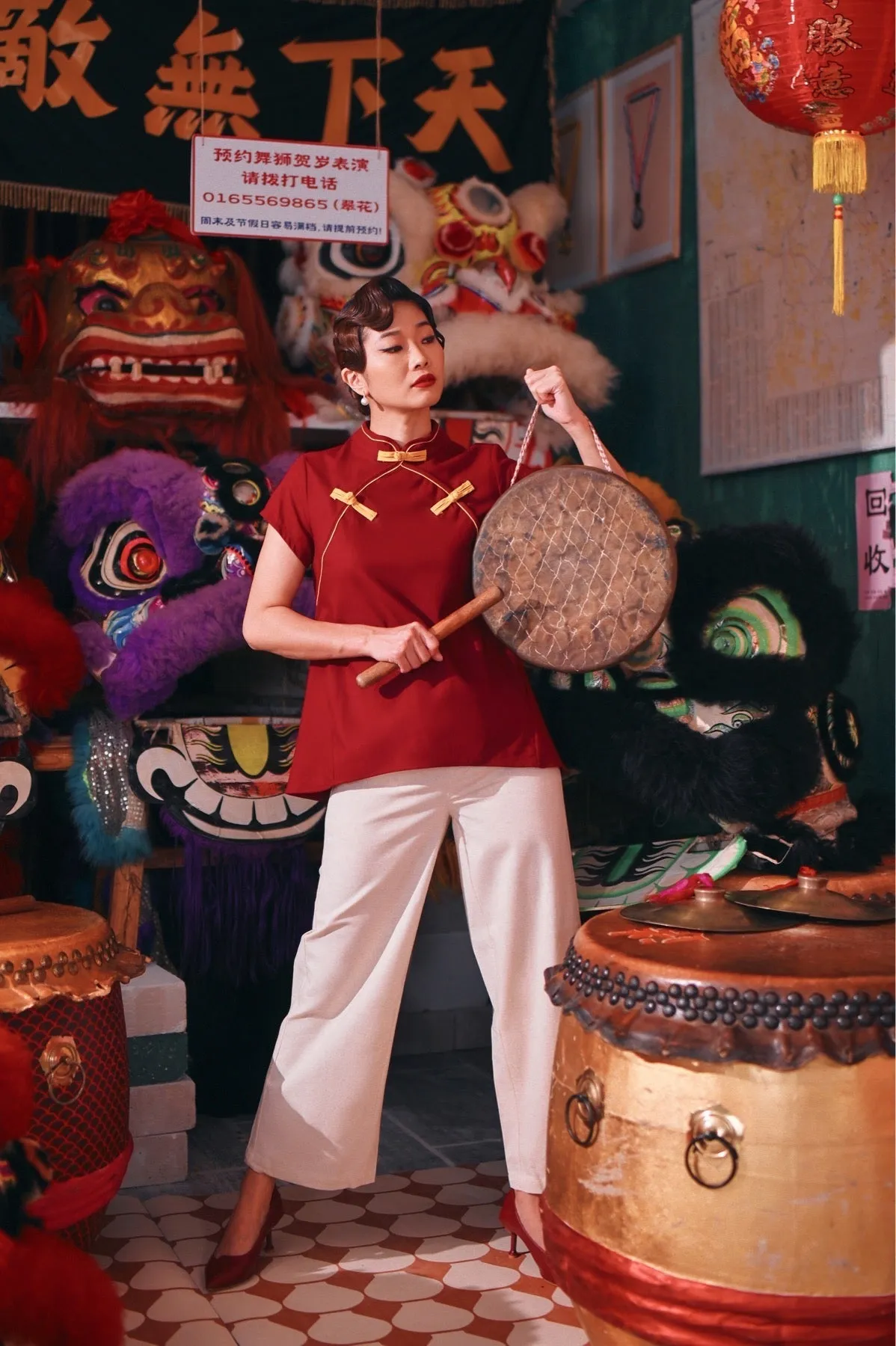 The Chinatown Women Cheongsam Top - Maroon