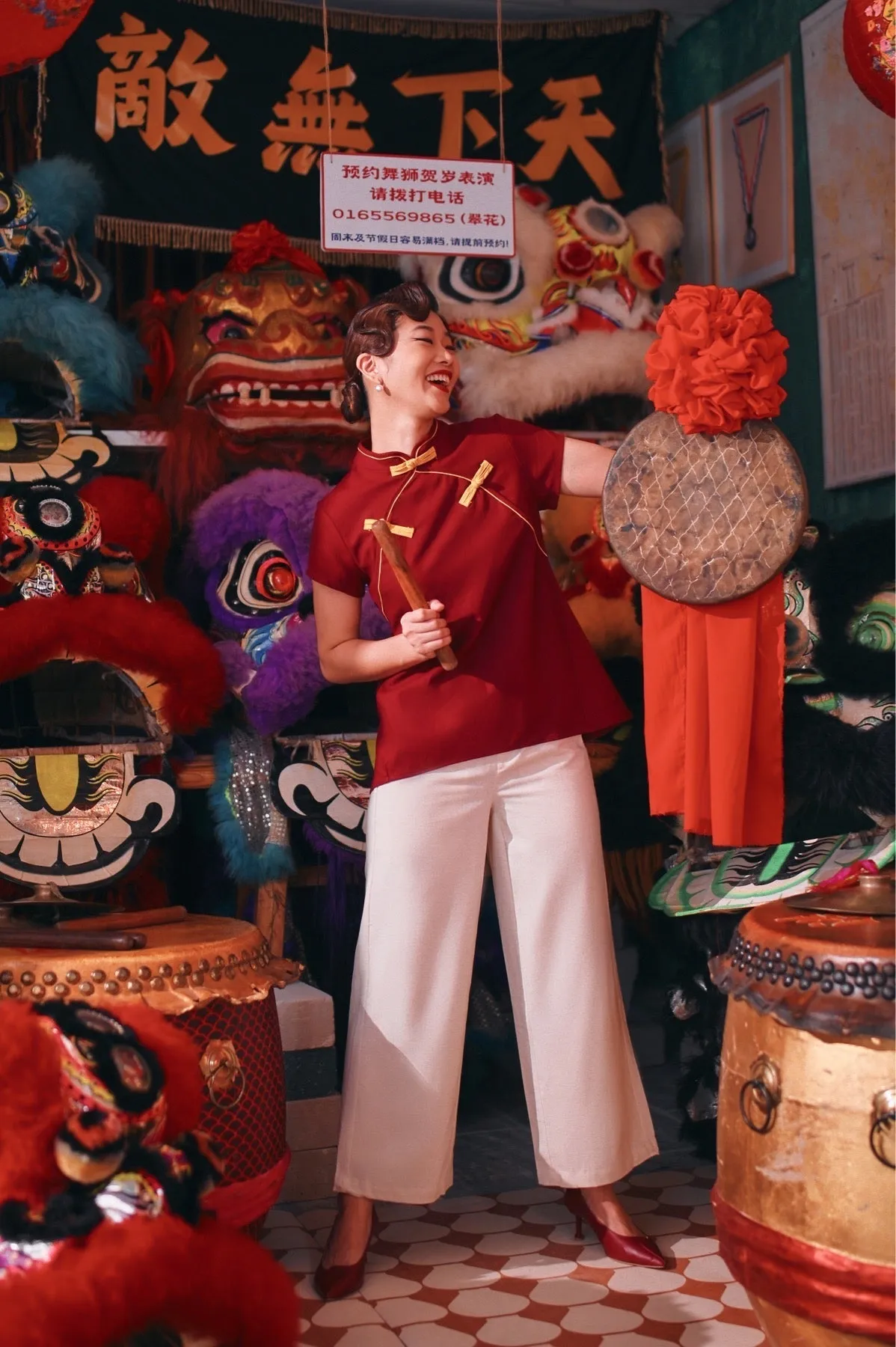 The Chinatown Women Cheongsam Top - Maroon