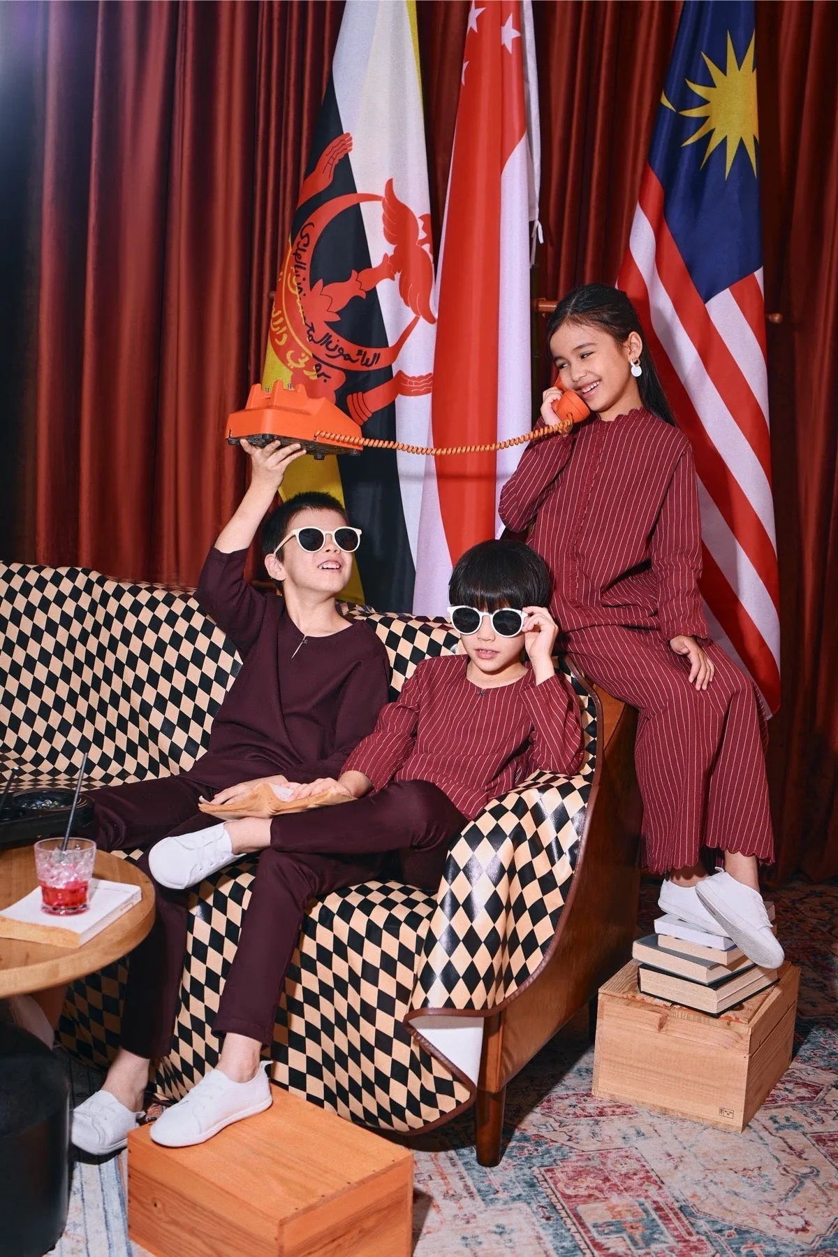The Congkak Kurta - Maroon Stripe