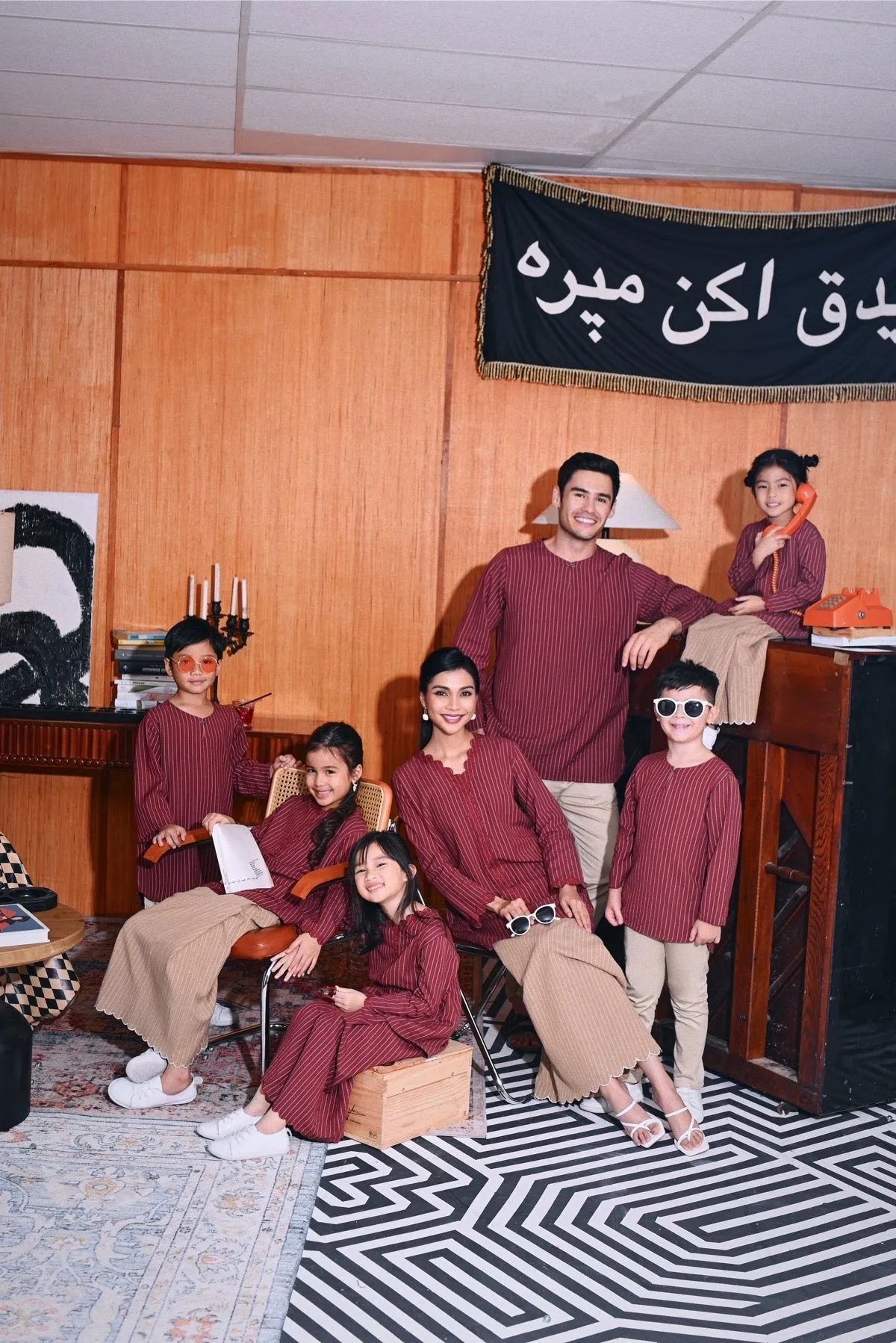 The Congkak Kurta - Maroon Stripe