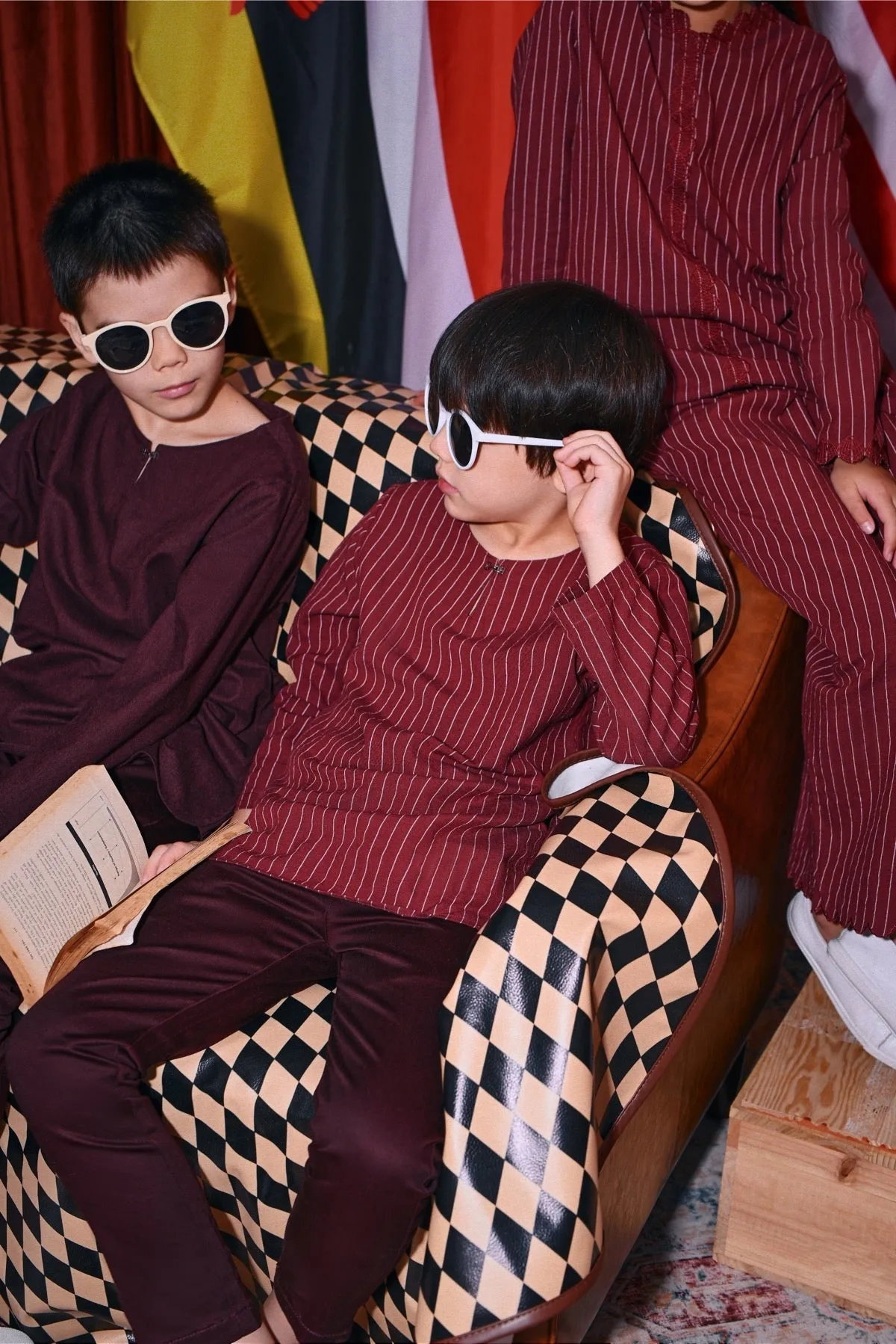 The Congkak Kurta - Maroon Stripe
