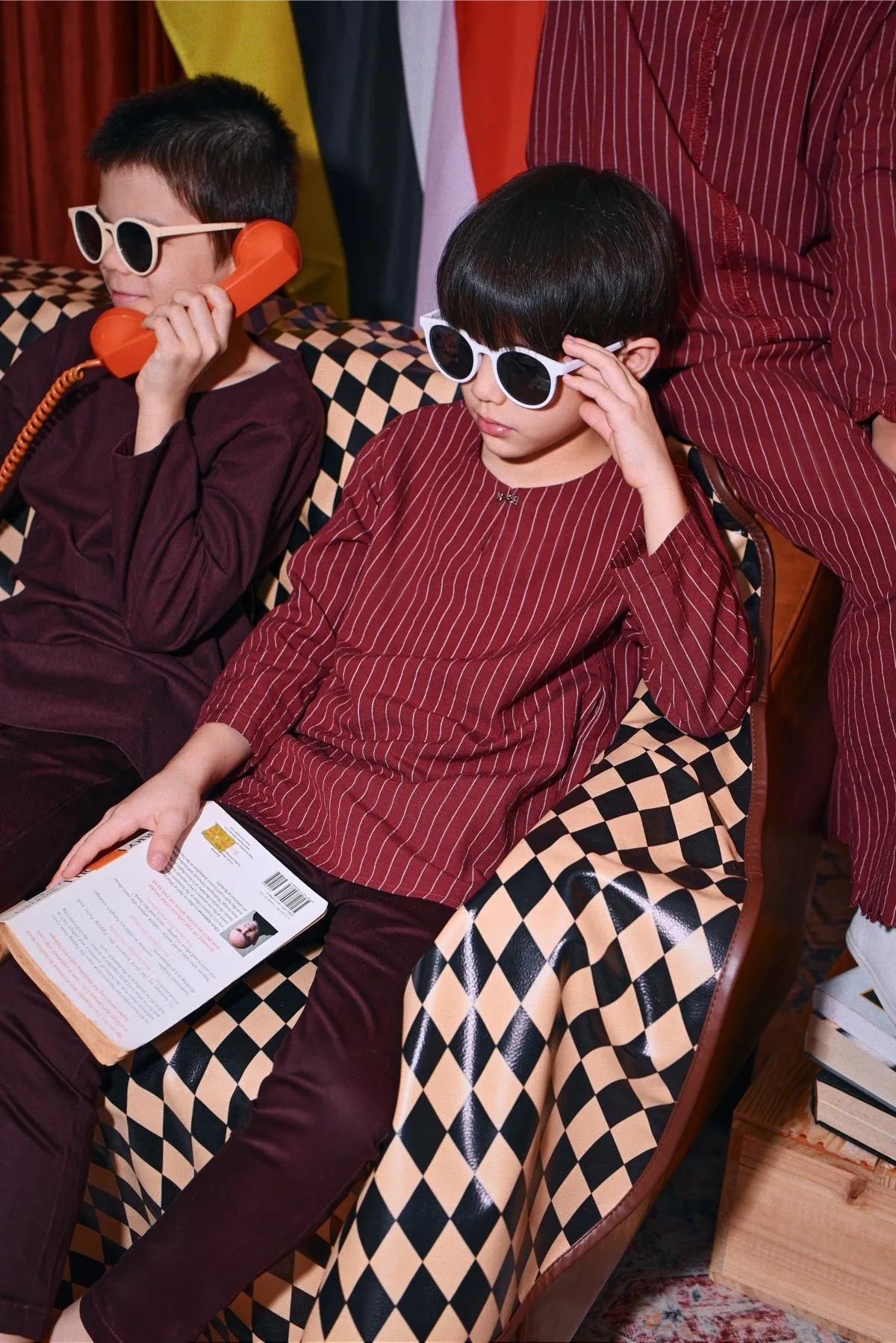 The Congkak Kurta - Maroon Stripe