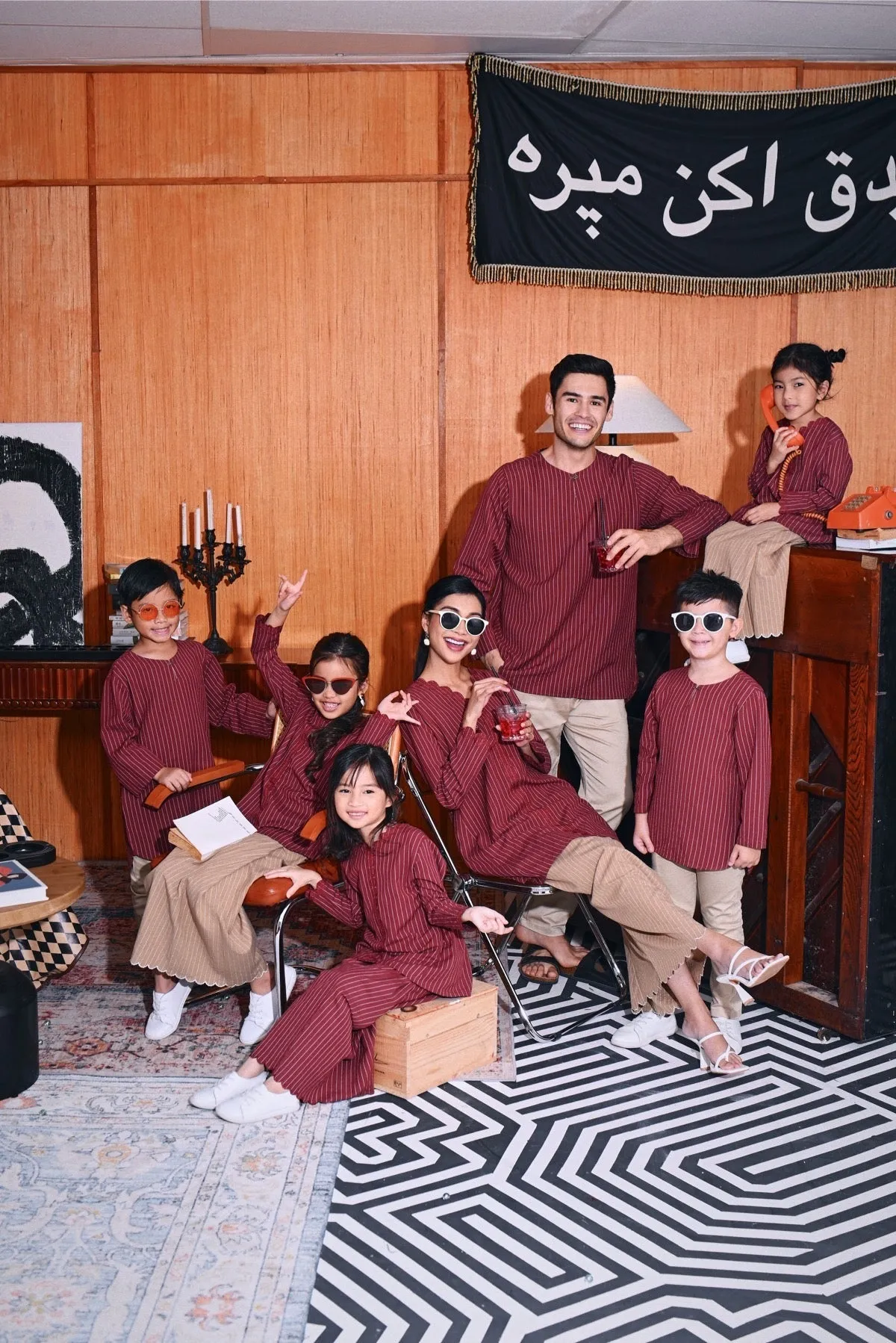 The Congkak Kurta - Maroon Stripe