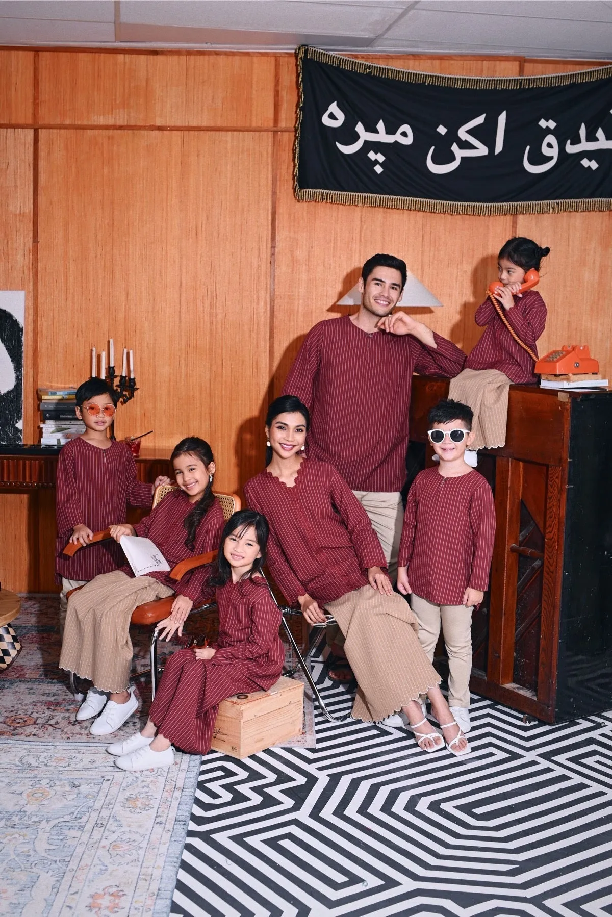 The Congkak Kurta - Maroon Stripe