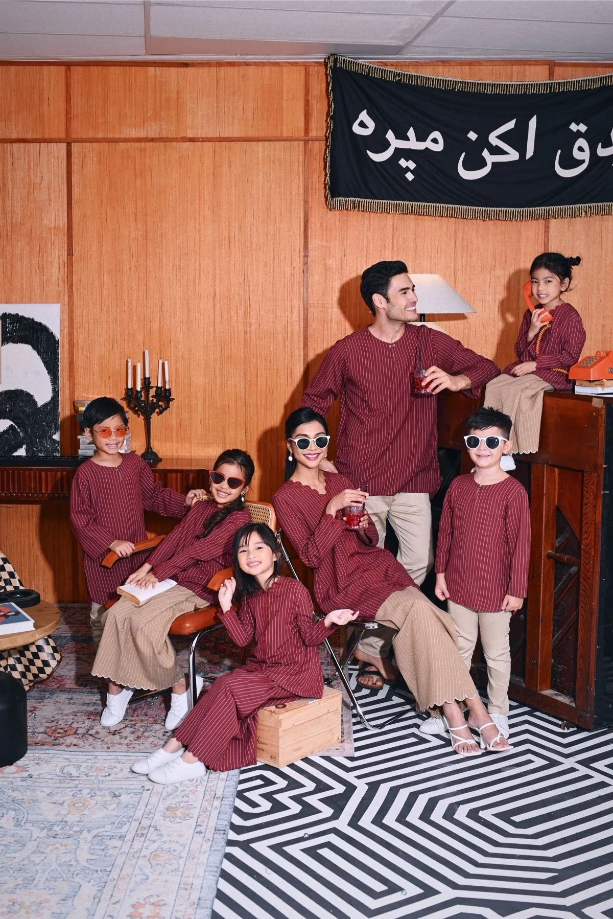 The Congkak Kurta - Maroon Stripe