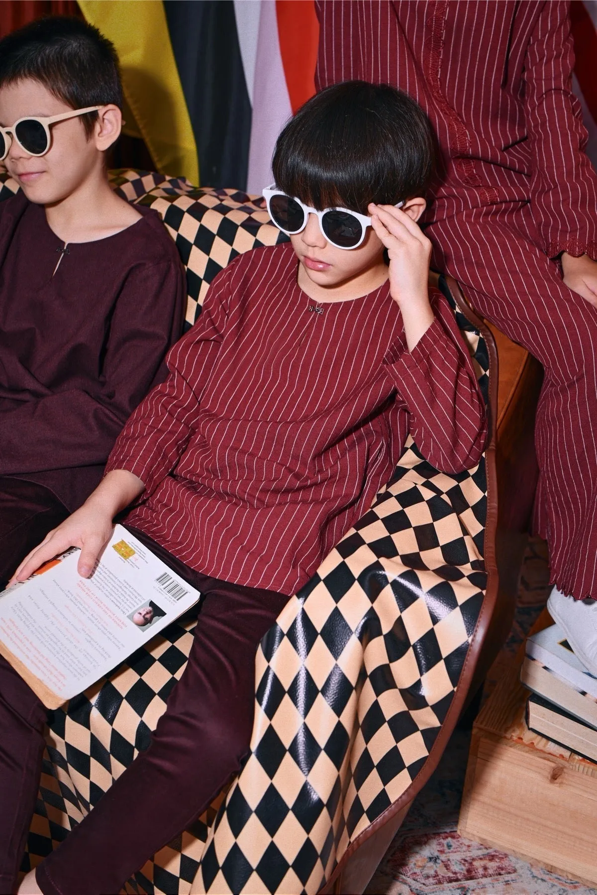 The Congkak Kurta - Maroon Stripe