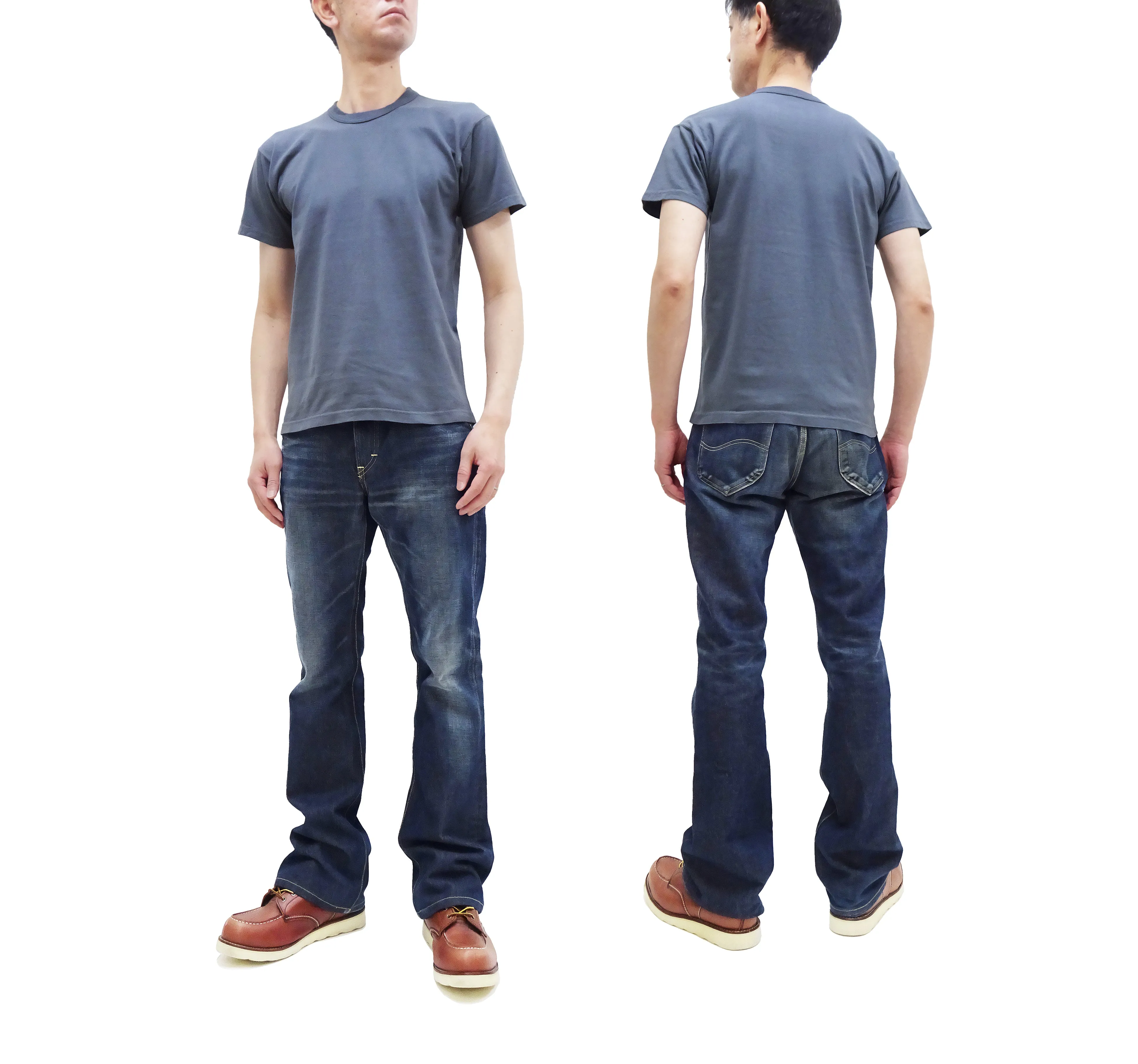 TOYS McCOY Plain T-Shirt Men's Garment-Dyed Heavyweight Short Sleeve Loopwheel Solid Color Tee TMC2343 120 Faded-Blue