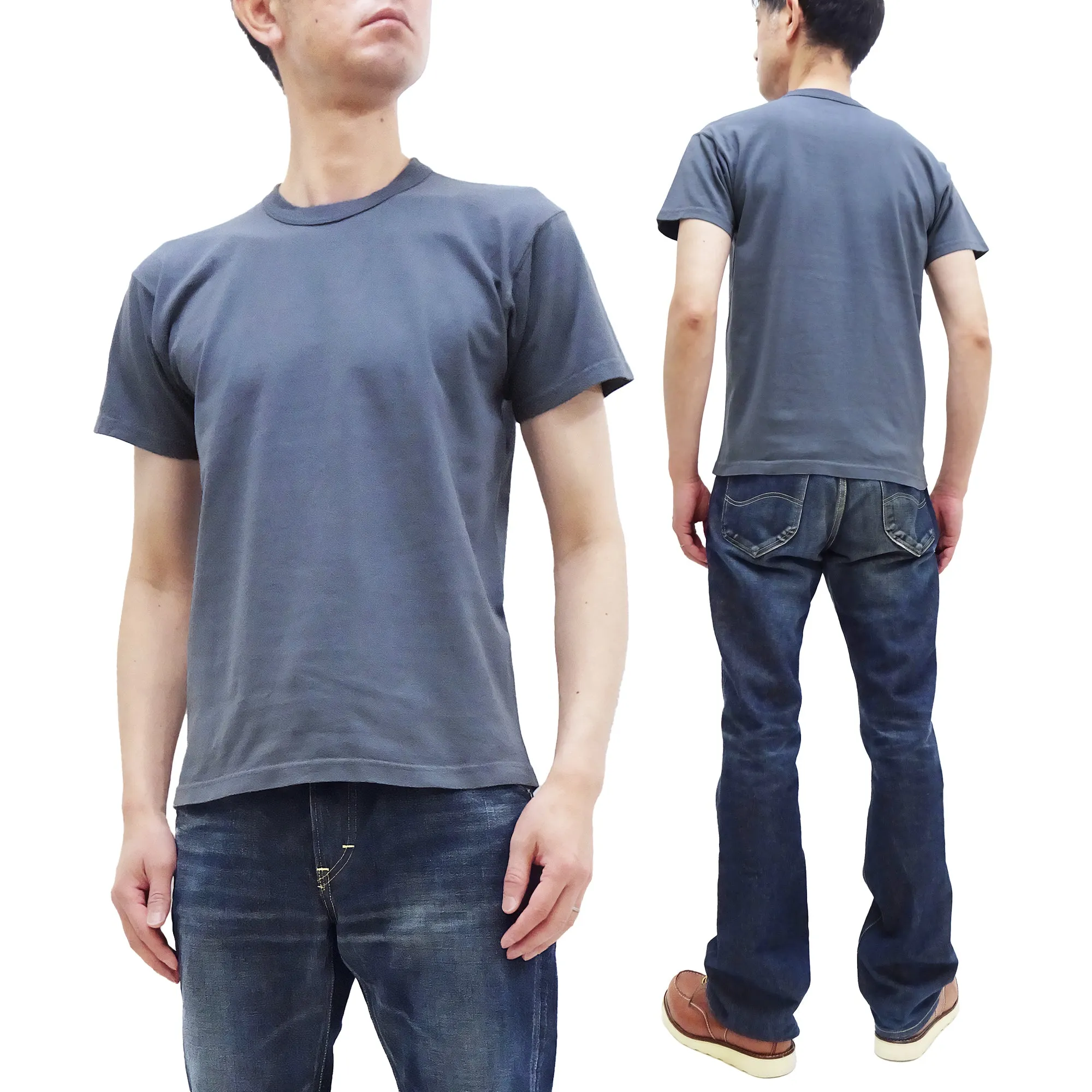 TOYS McCOY Plain T-Shirt Men's Garment-Dyed Heavyweight Short Sleeve Loopwheel Solid Color Tee TMC2343 120 Faded-Blue