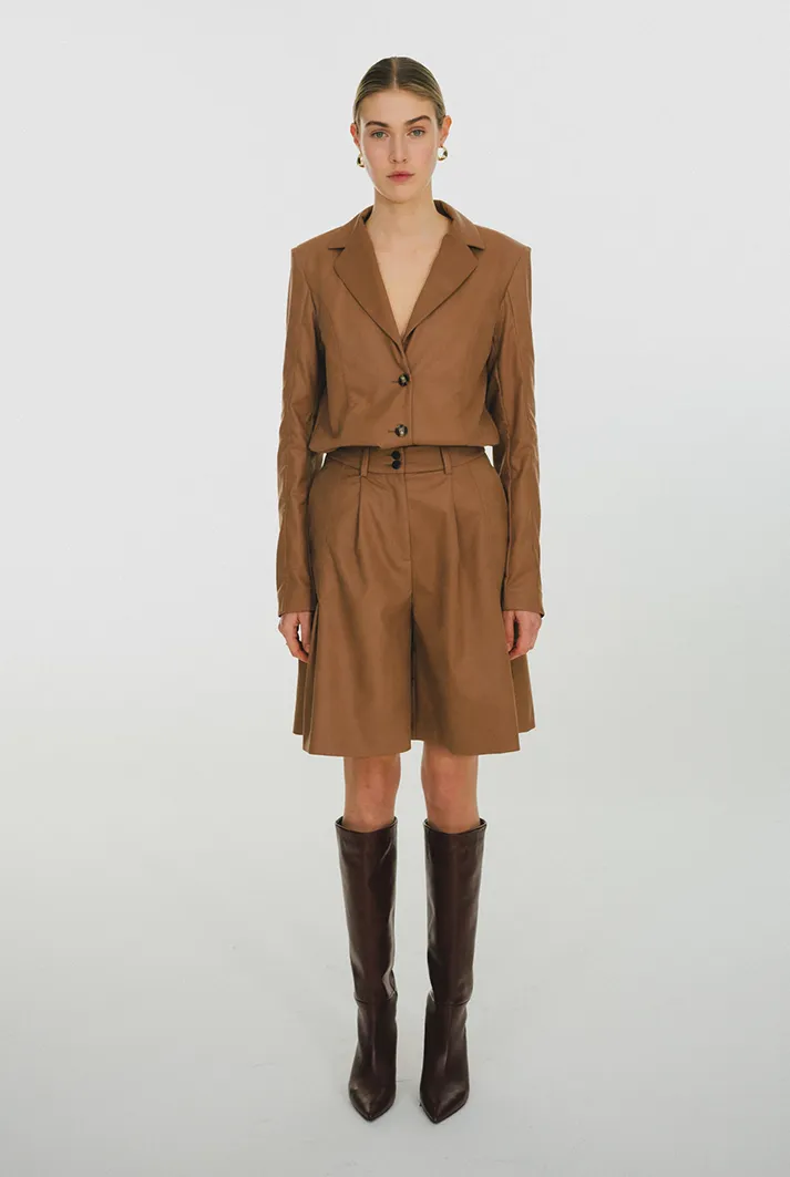 Vegan Leather Culotte Shorts