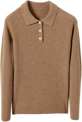 Women's 100% Merino Wool Sweater 2025 Fall Winter Polo Neck Long Sleeve Warm Soft Knit Pulover Sweater