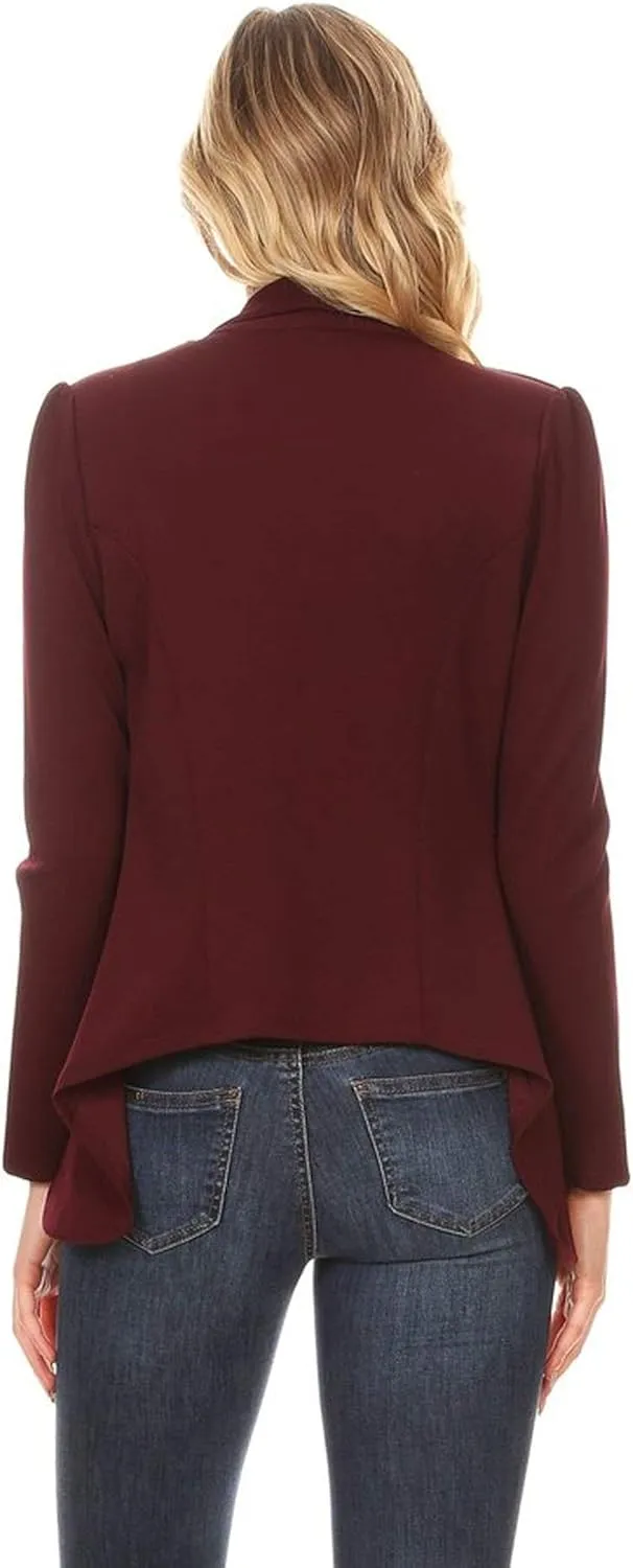 Women's Classic Casual Work Draped Open Front Blazer