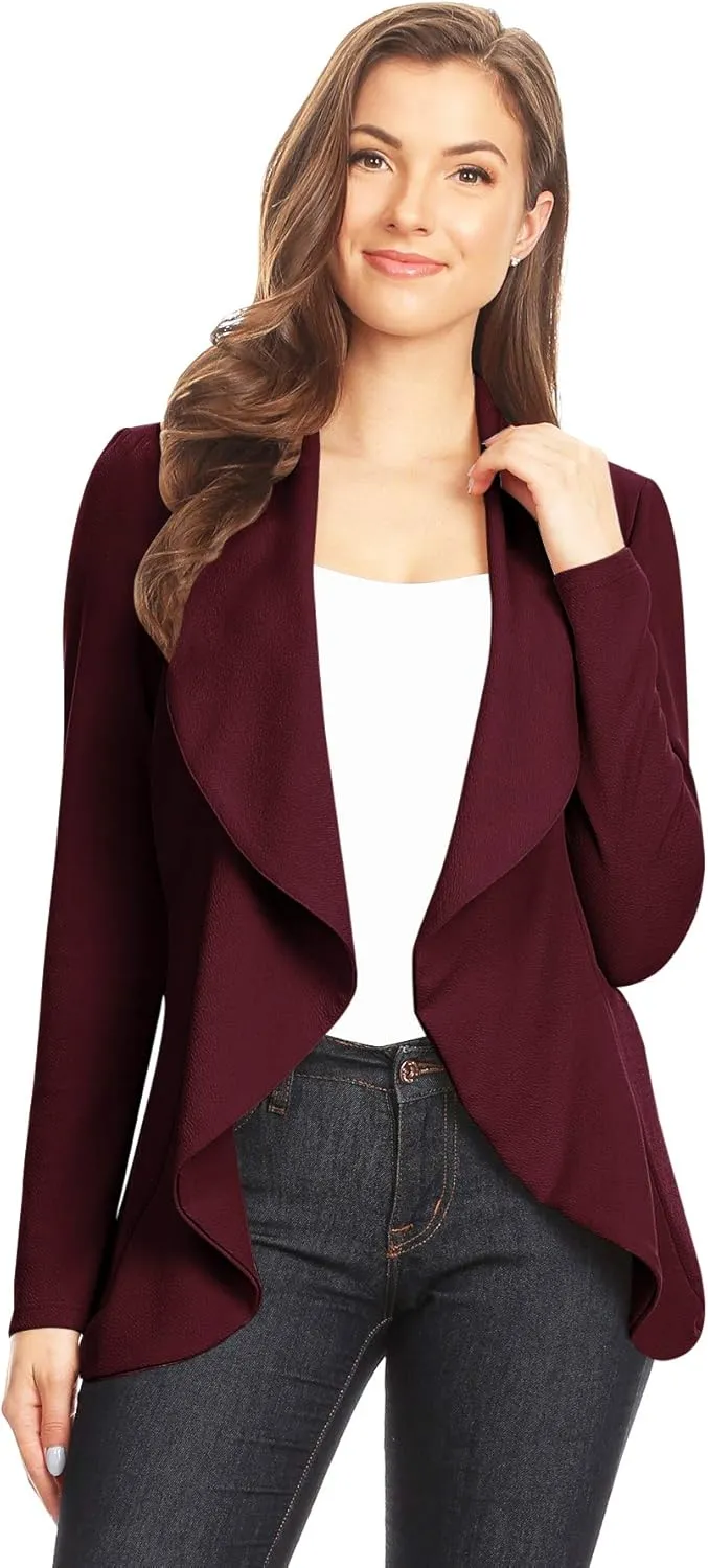 Women's Classic Casual Work Draped Open Front Blazer
