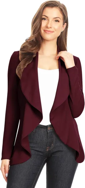 Women's Classic Casual Work Draped Open Front Blazer