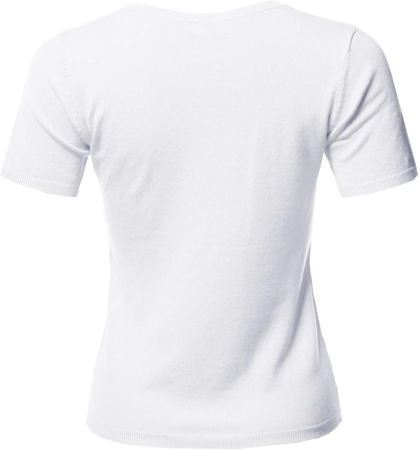 Women's Classic Solid Round Neck Short Sleeve Viscose Knit Sweater Top
