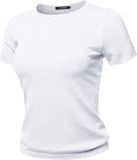 Women's Classic Solid Round Neck Short Sleeve Viscose Knit Sweater Top